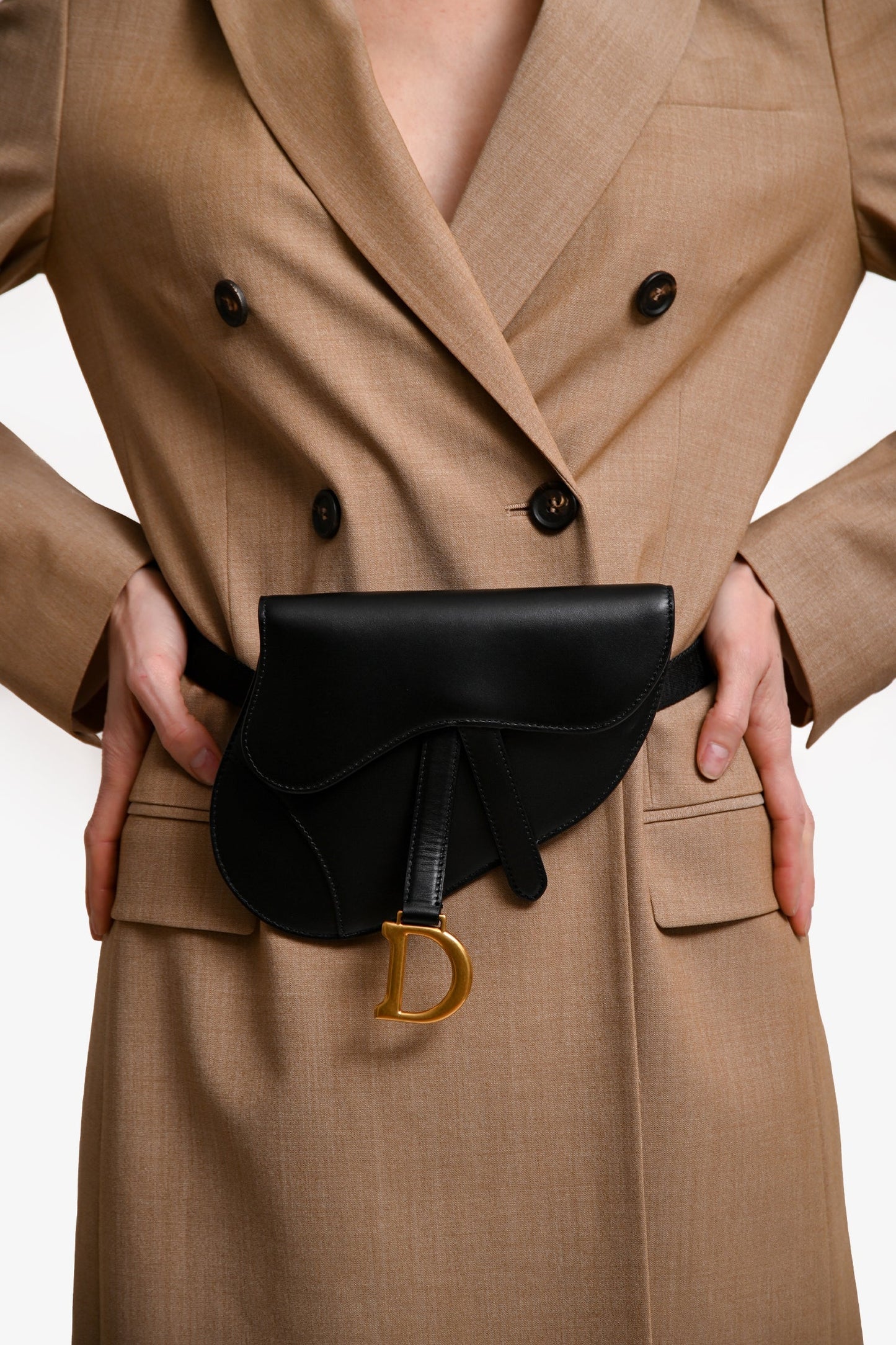 Christian Dior 2019 Black Leather Saddle Belt Bag