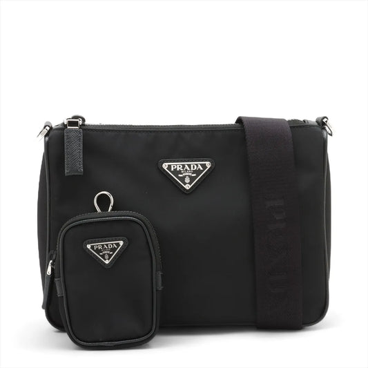 Prada Black Re-Nylon and Saffiano Leather Shoulder Bag [Clearance Sale]