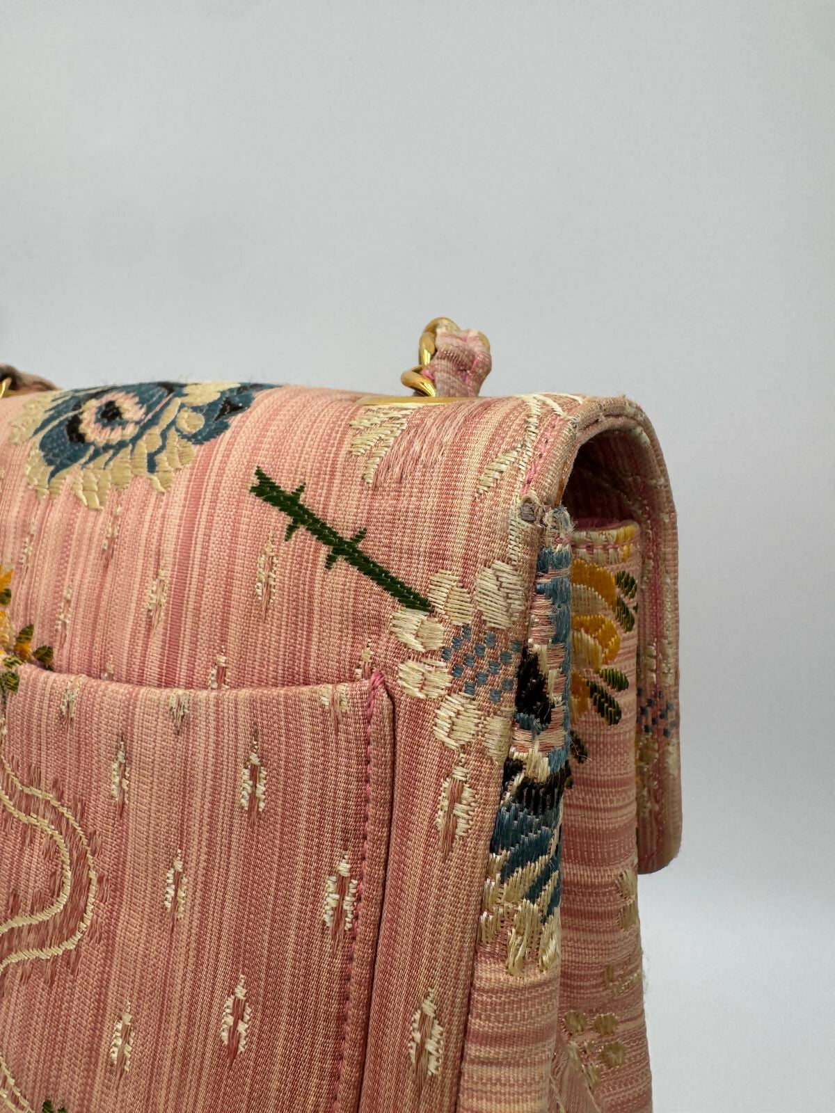 Chanel  Pink Brocade Mini Square
