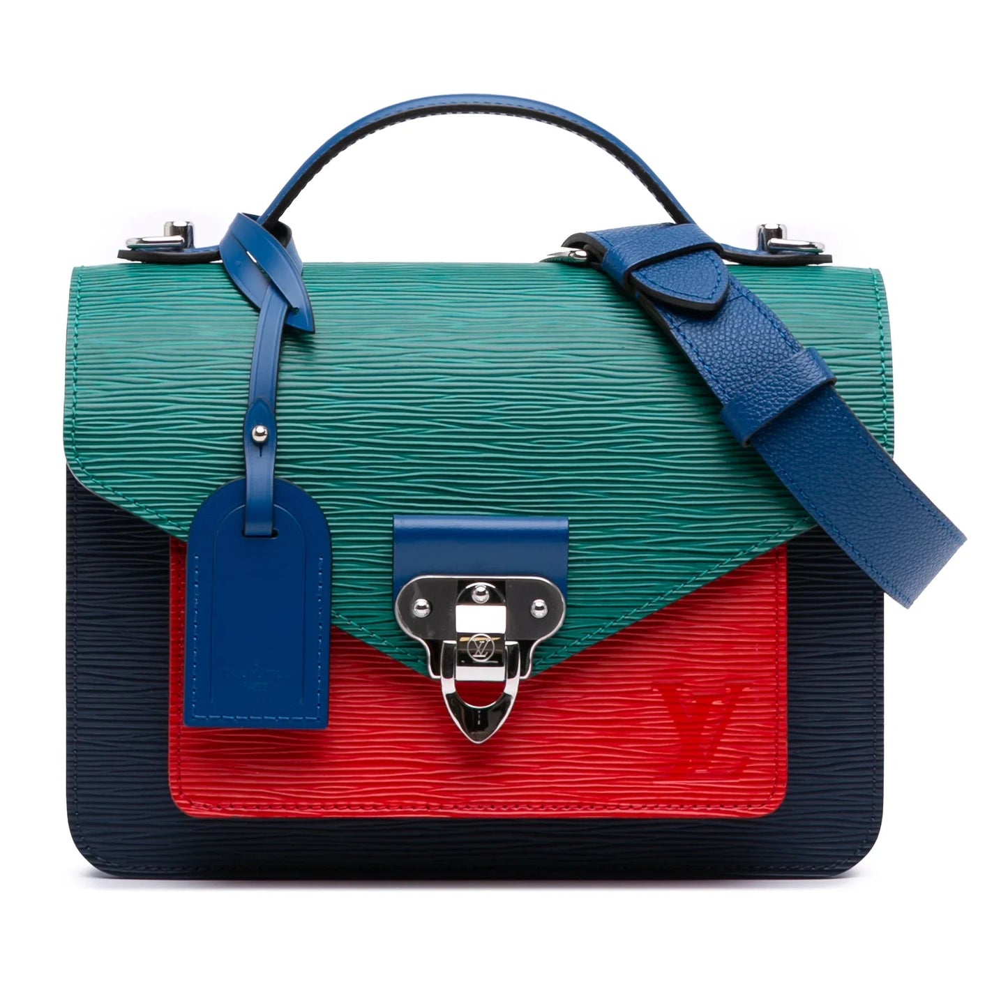 Blue Louis Vuitton Tricolor Epi Neo Monceau Satchel
