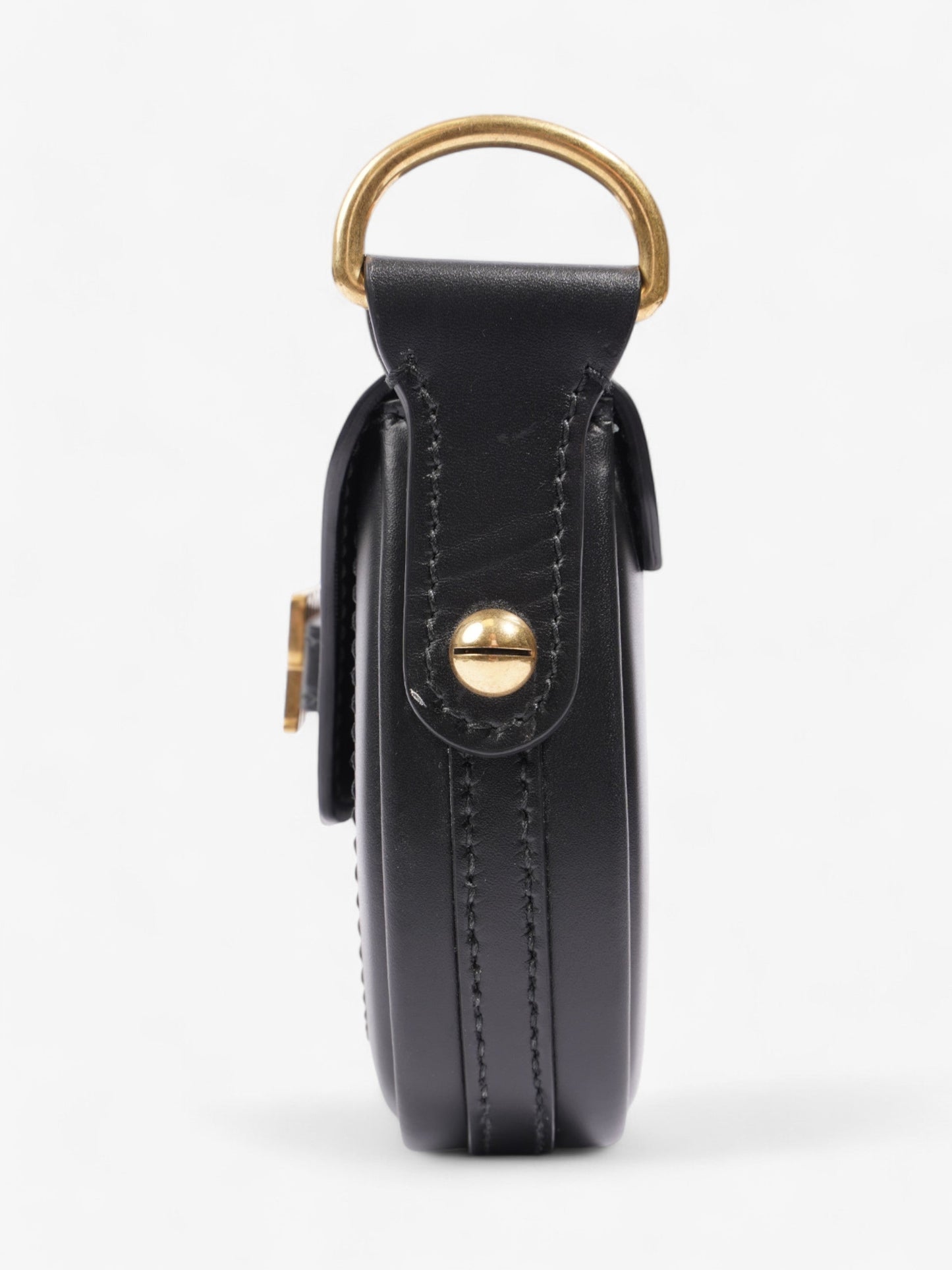Christian Dior D Fence Saddle Bag Black Calfskin Leather Mini