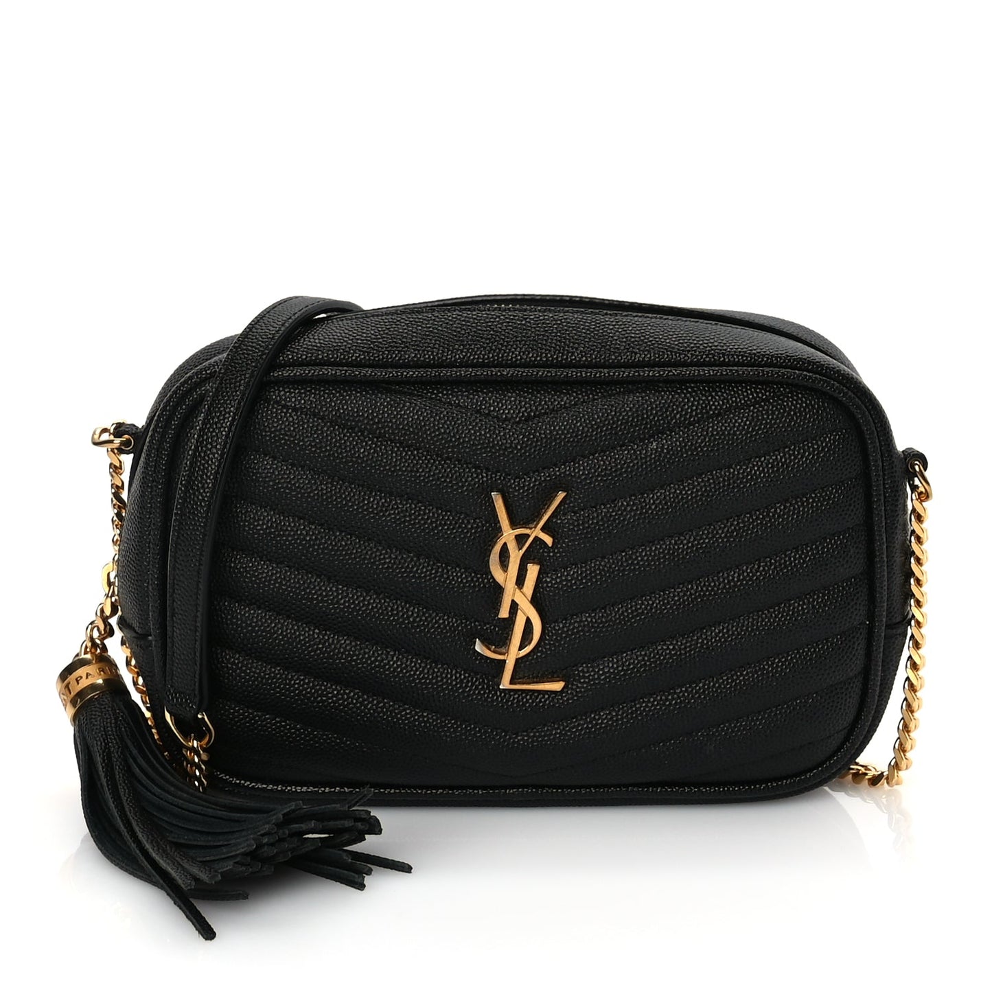 Saint Laurent Grain De Poudre Matelasse Monogram Mini Lou Camera Bag Black