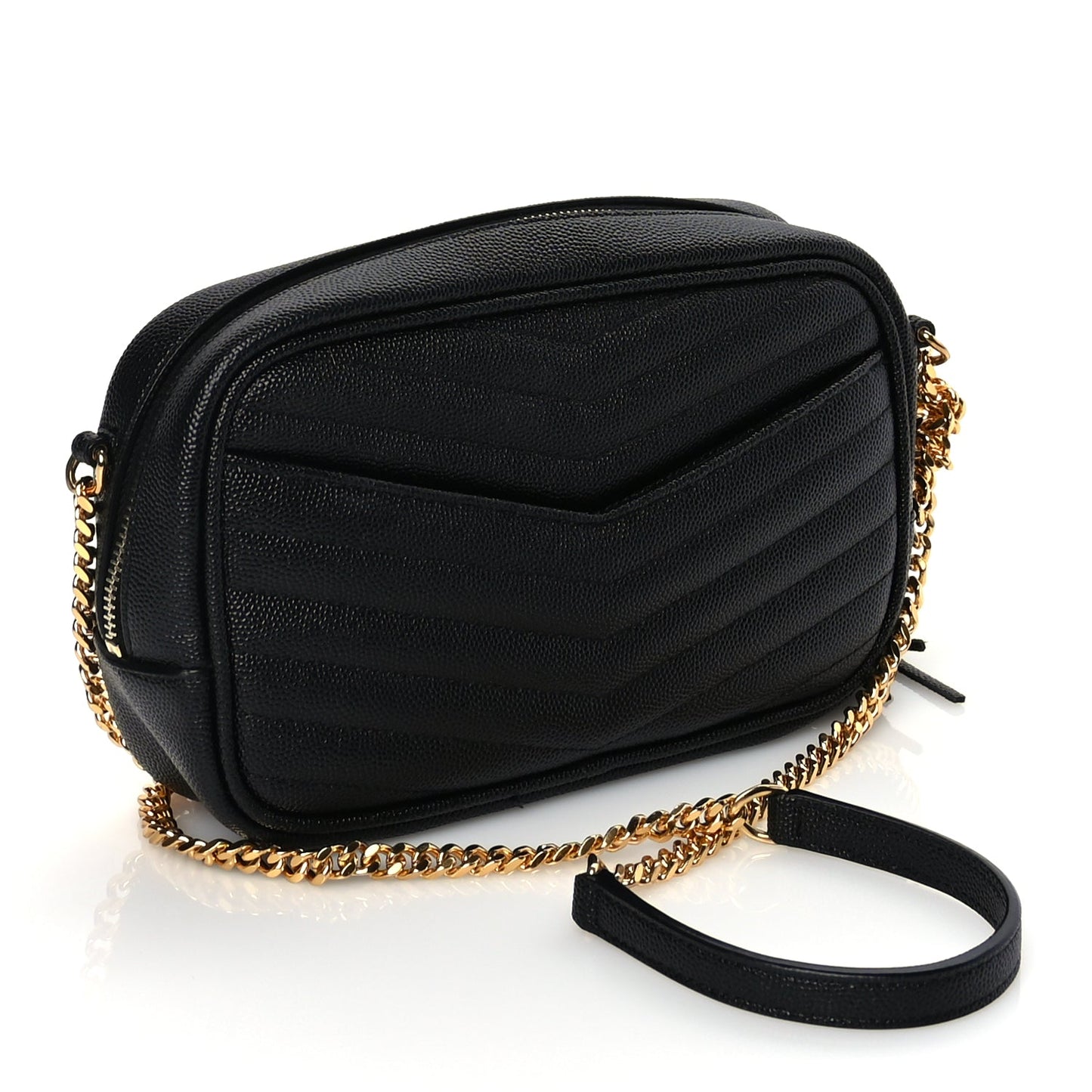 Saint Laurent Grain De Poudre Matelasse Monogram Mini Lou Camera Bag Black