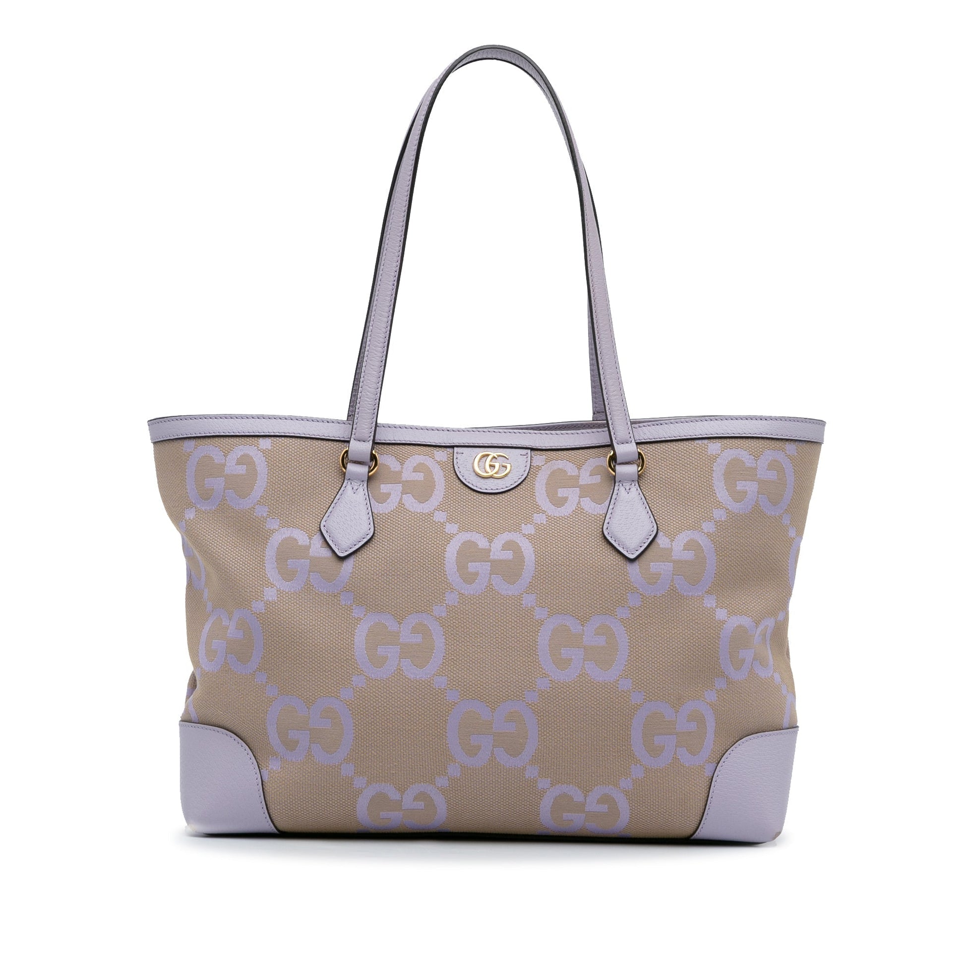 Gucci Ophidia Purple Leather Canvas Tote