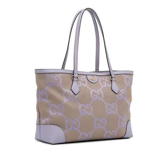 Gucci Ophidia Purple Leather Canvas Tote