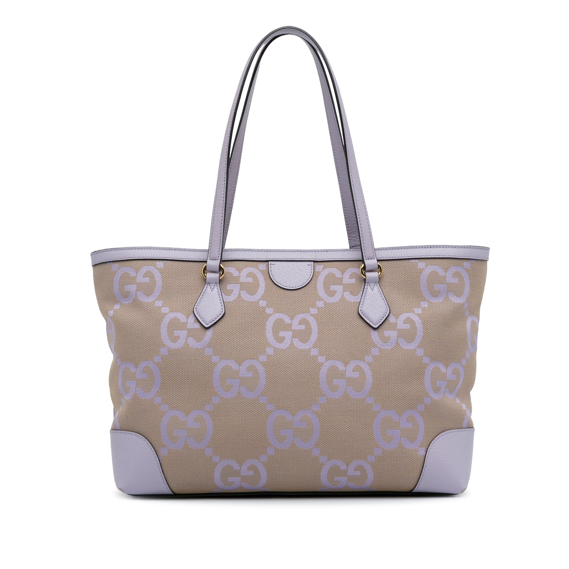 Gucci Ophidia Purple Leather Canvas Tote
