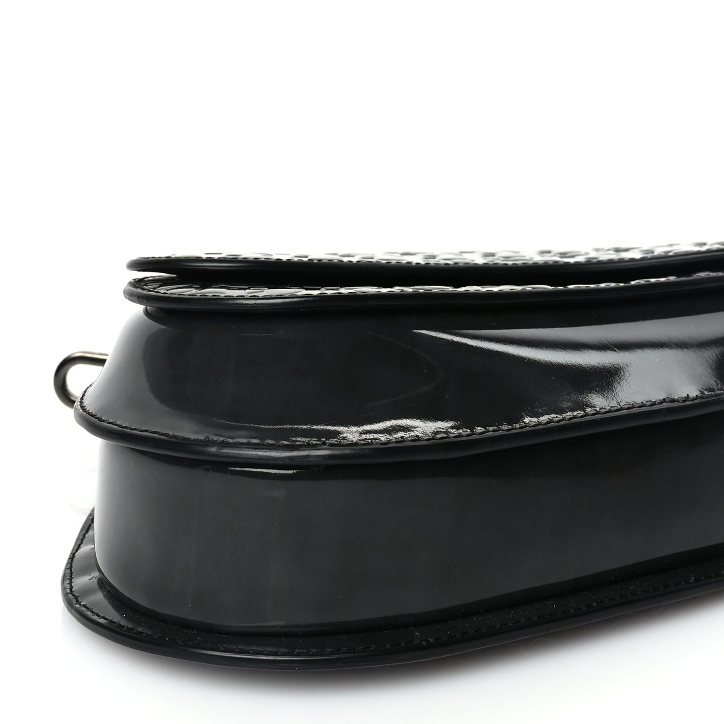 Christian Dior Patent Oblique Embossed Saddle Boxy Bag Black