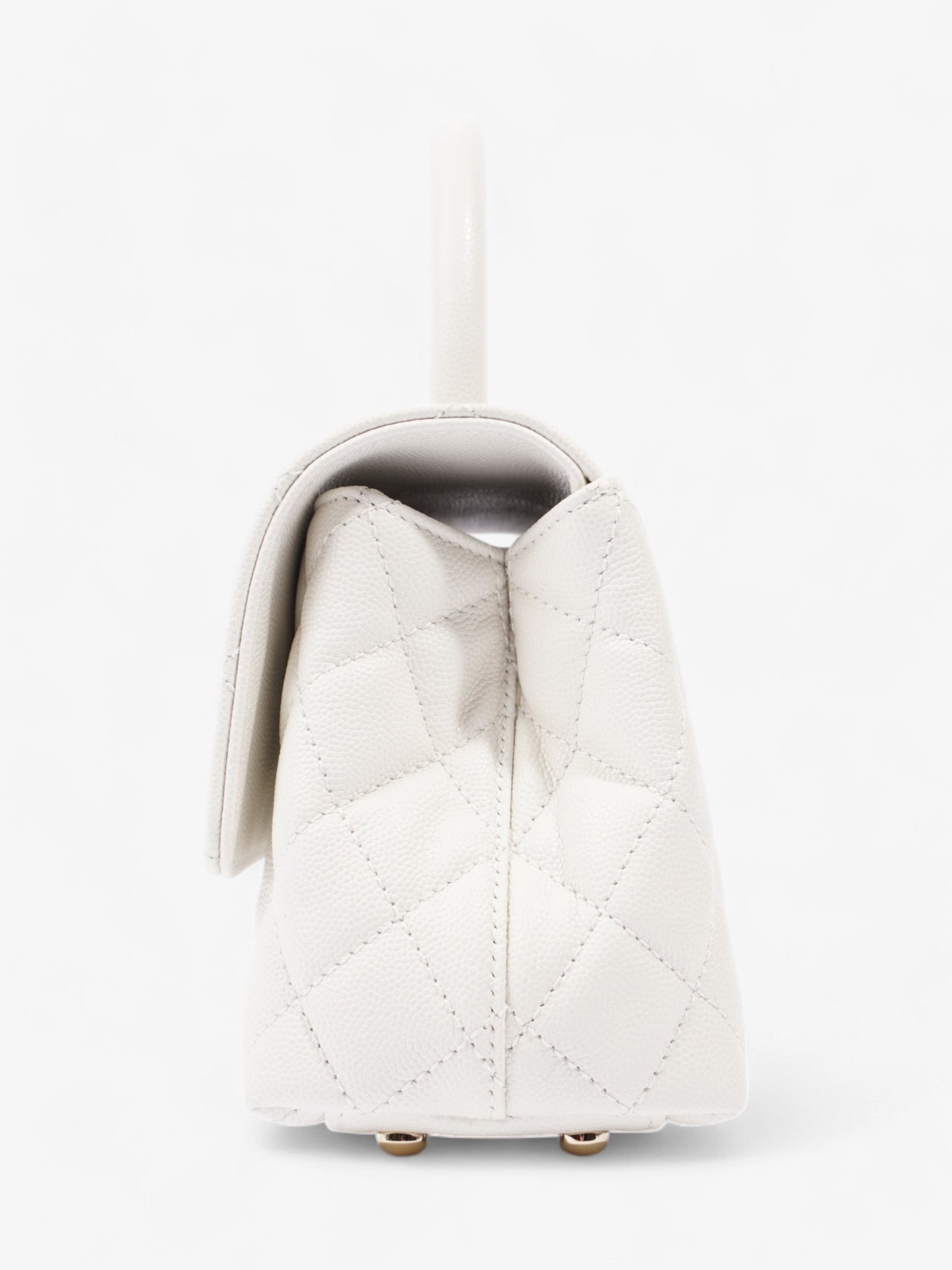 Chanel Coco Top Handle White Caviar Leather Mini