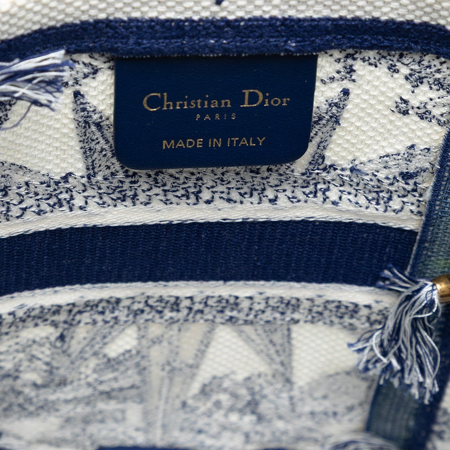 Blue Dior Canvas Embroidered Reve d Infini D Bubble Bucket Bag