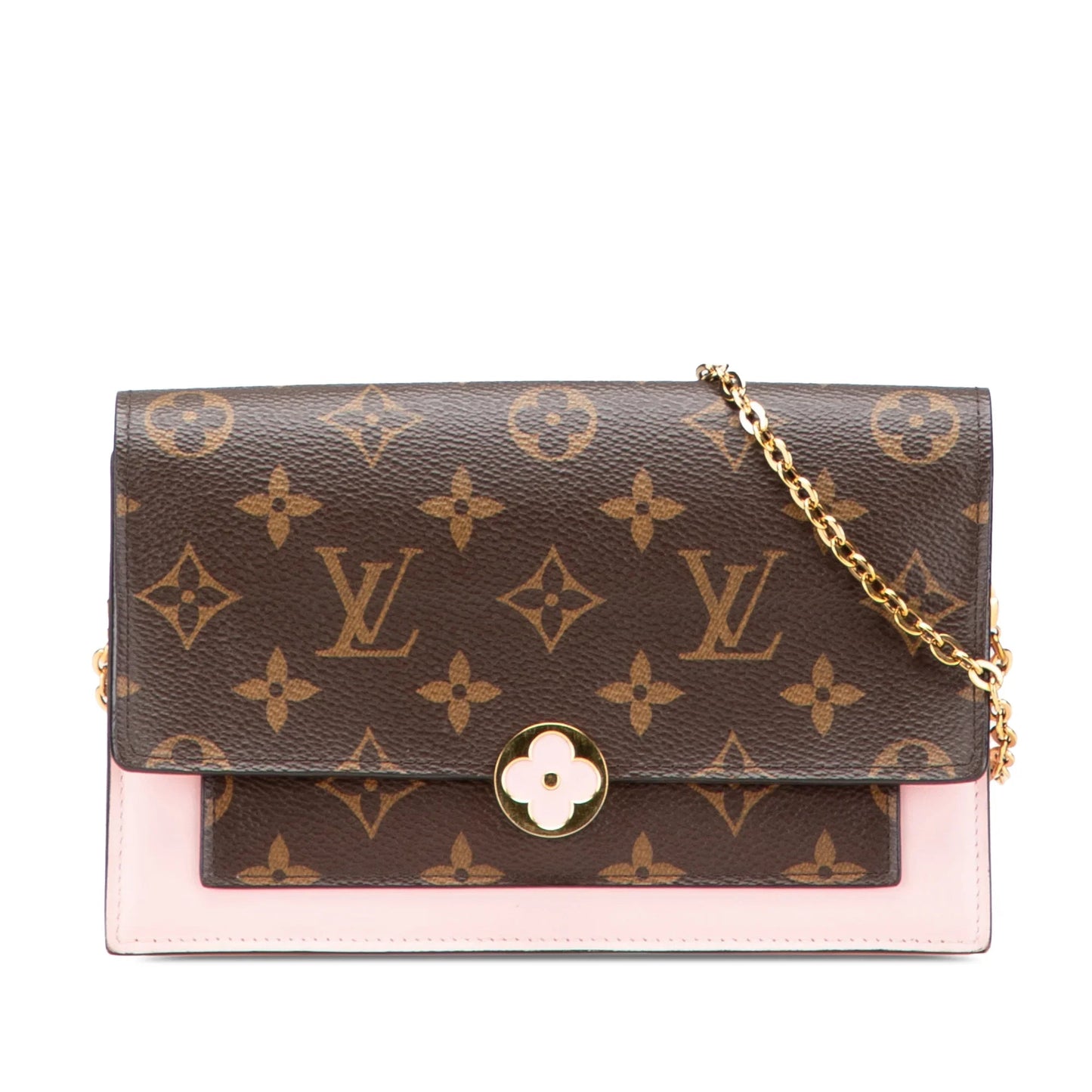 Brown Louis Vuitton Monogram Flore Wallet On Chain Crossbody Bag