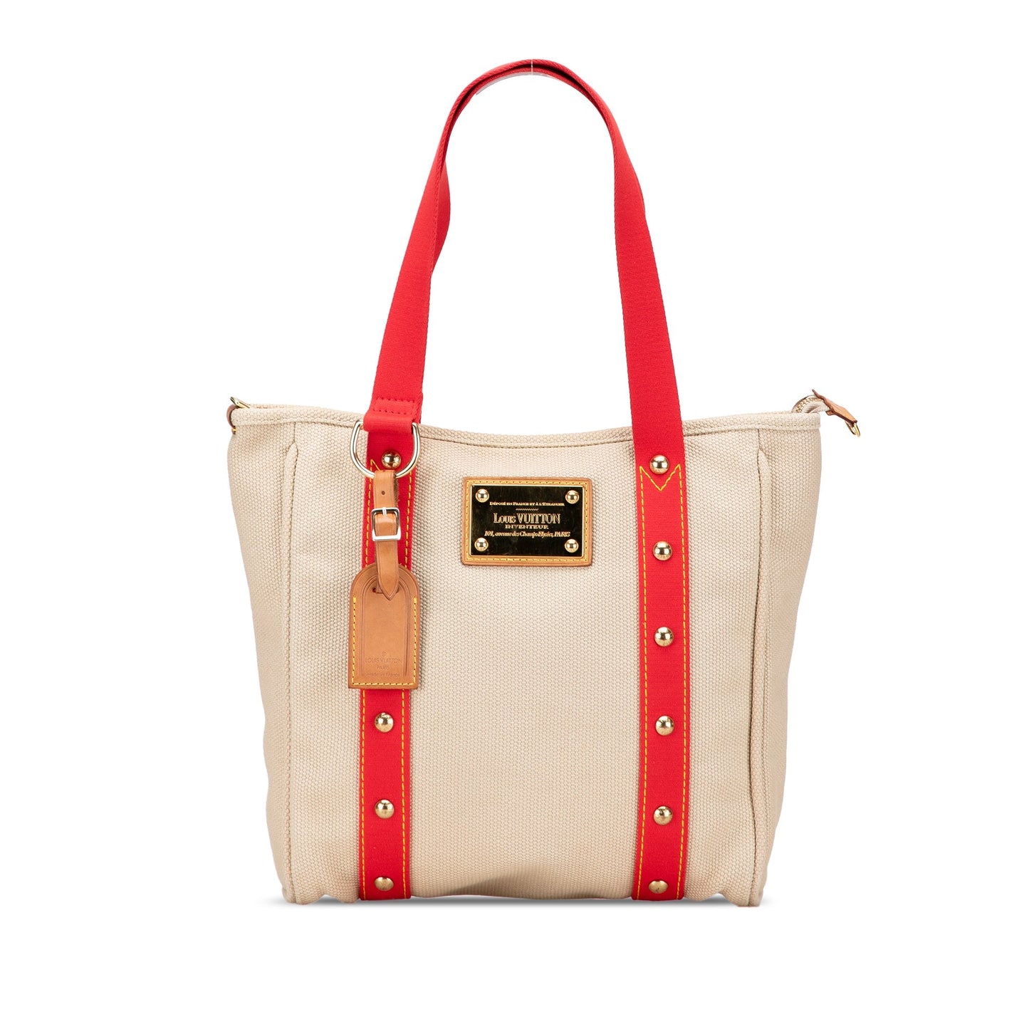 Cream Louis Vuitton Antigua Cabas MM Tote Bag