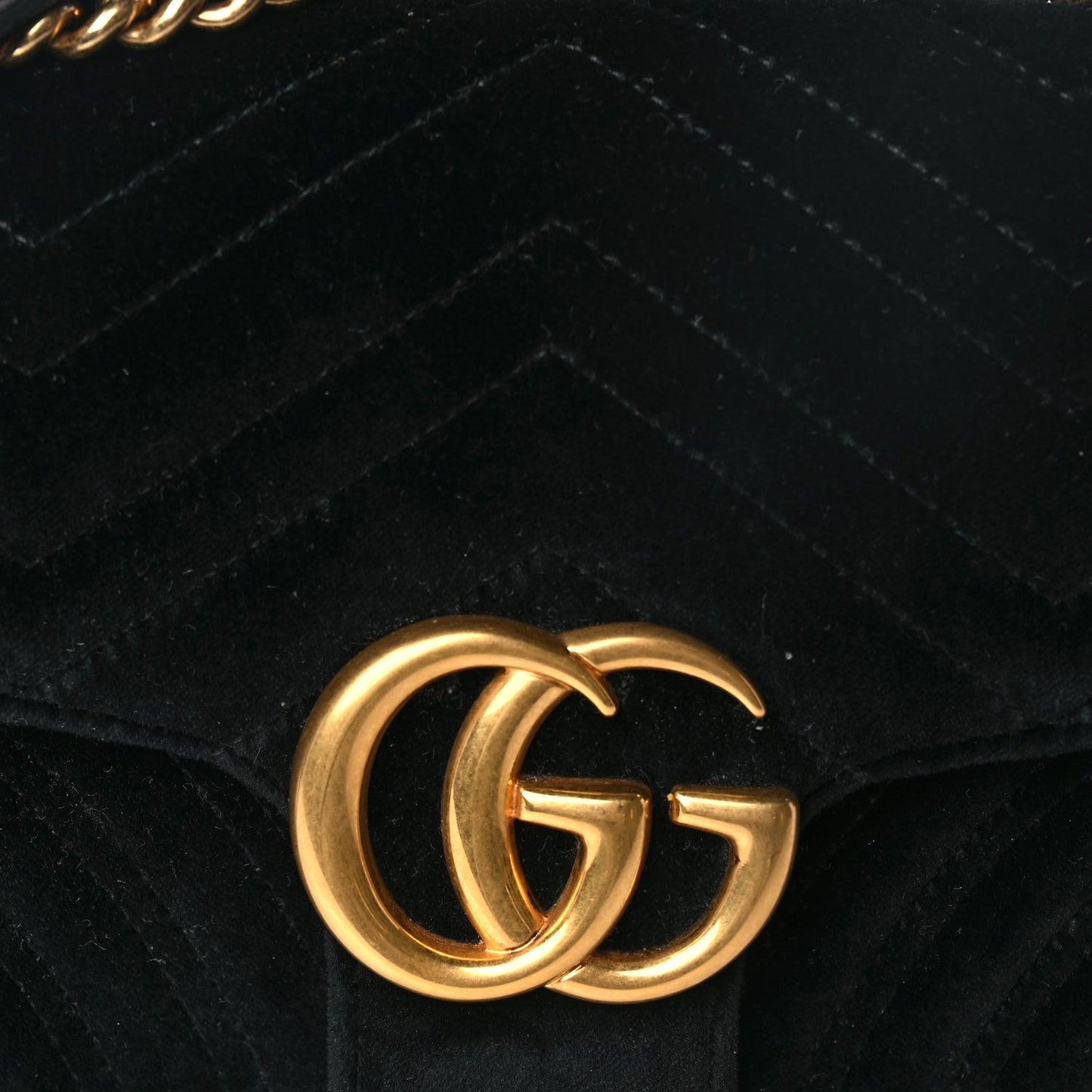 Gucci Velvet Matelasse Small GG Marmont Shoulder Bag Black