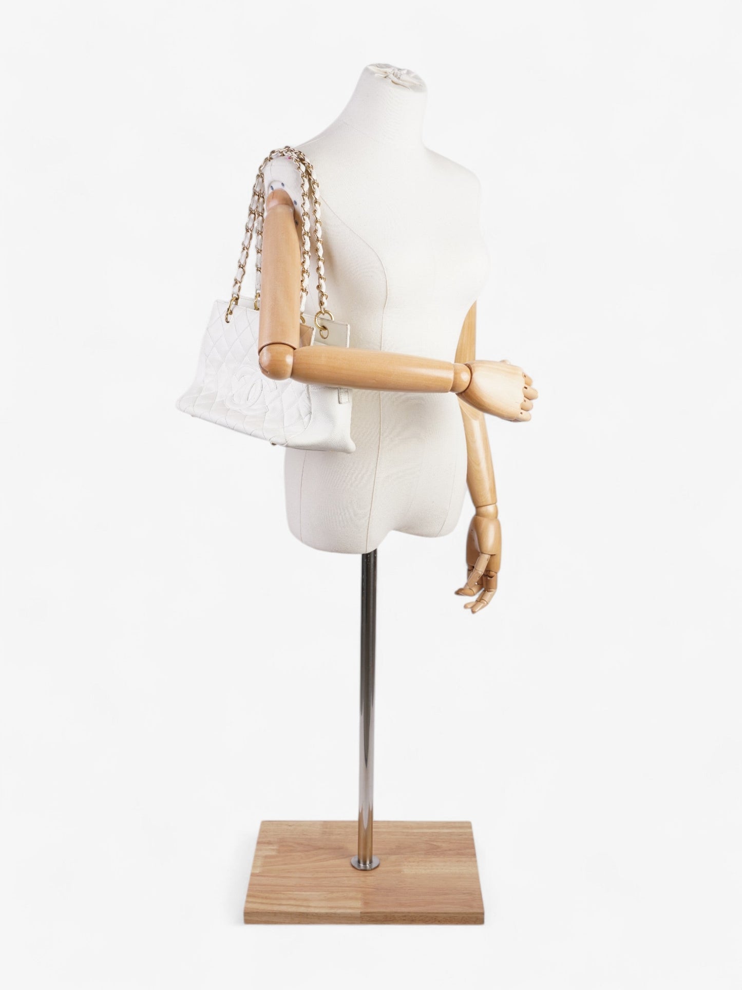 Chanel Timeless Tote White Caviar Leather Petite