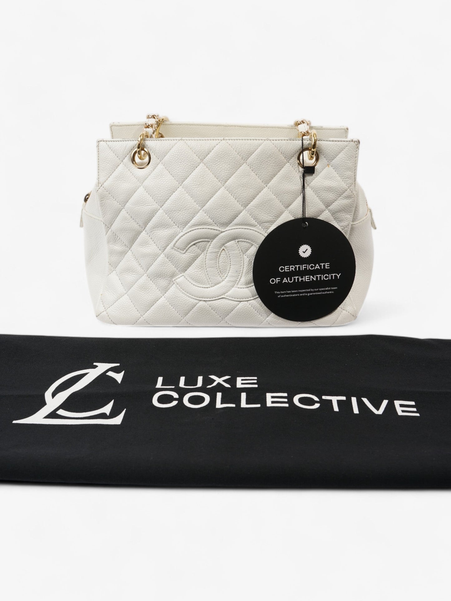 Chanel Timeless Tote White Caviar Leather Petite