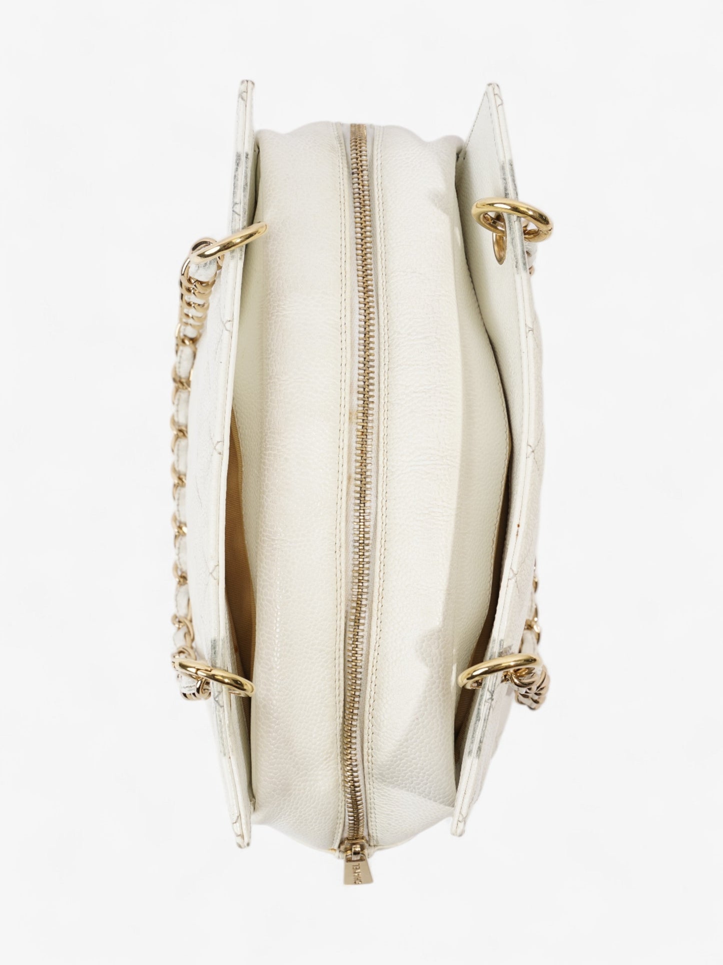 Chanel Timeless Tote White Caviar Leather Petite