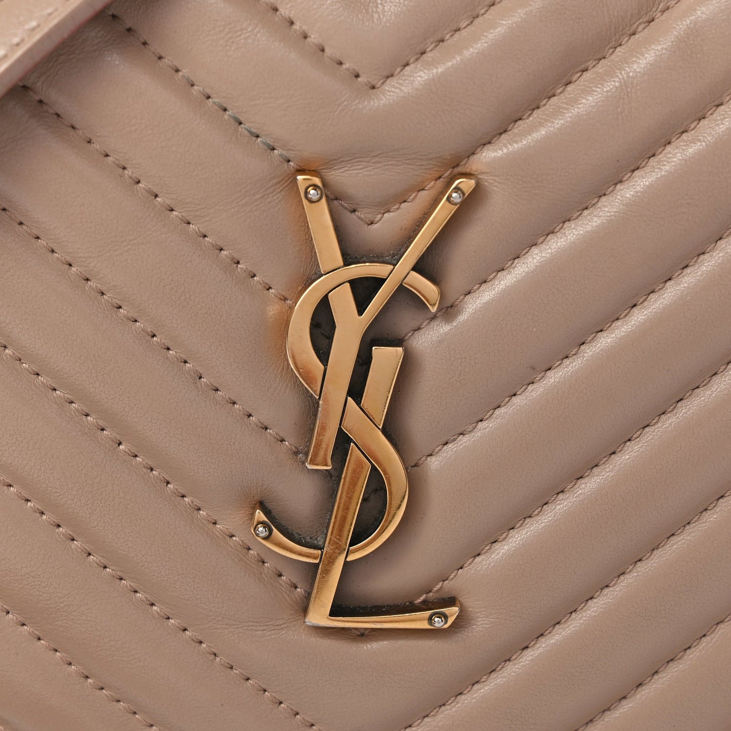 Saint Laurent Calfskin Matelasse Monogram Lou Camera Bag Dark Beige