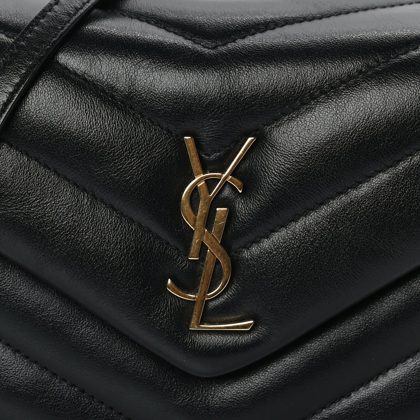 Saint Laurent Calfskin Y Quilted Monogram Toy Loulou Crossbody Satchel Black