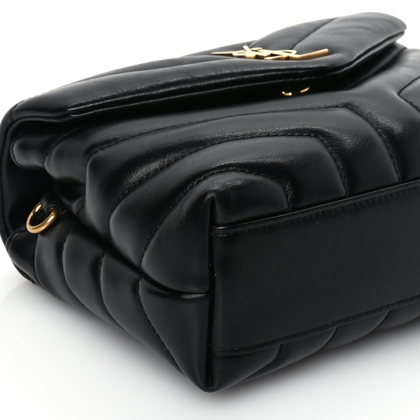 Saint Laurent Calfskin Y Quilted Monogram Toy Loulou Crossbody Satchel Black