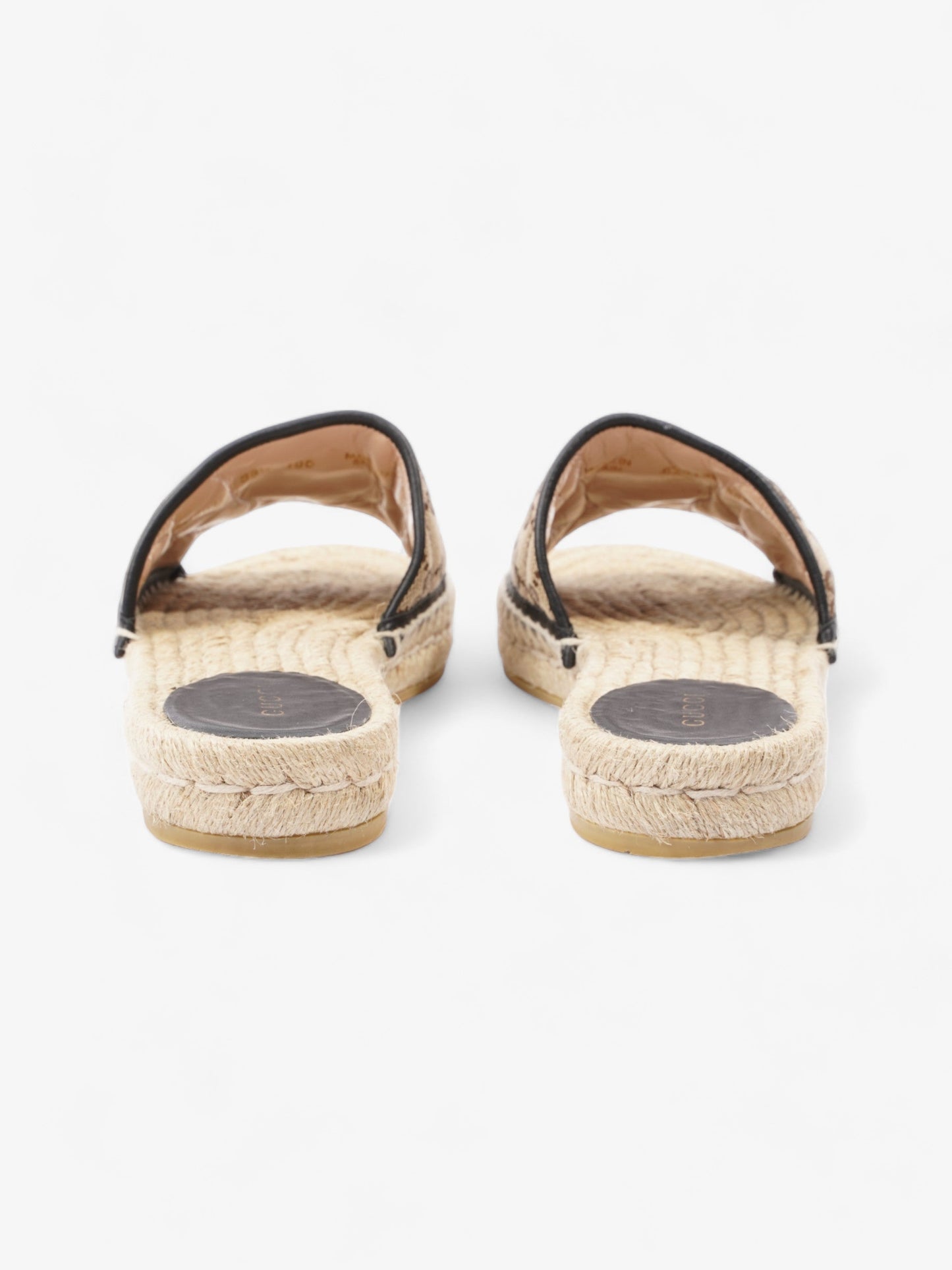 Gucci GG MATELASS? CANVAS ESPADRILLE SANDAL Beige Monogram / Black Canvas EU 38.5 UK 5.5