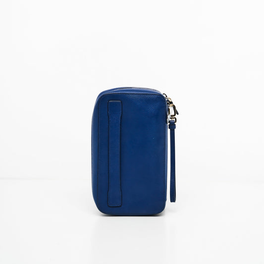 Prada Saffiano in Blue Clutch