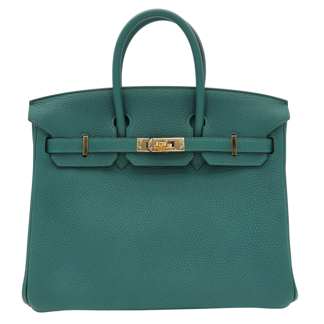 Hermes25cm Birkin Malachite Togo Leather Gold Hardware