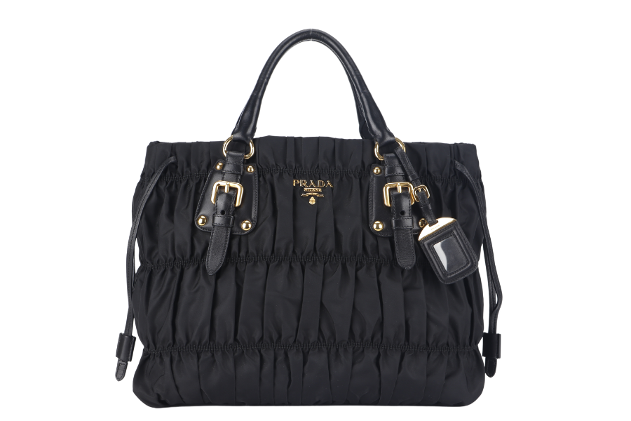 PRADA TESSUTO GAUFRE (BN1788) NYLON NERO WITH STRAP AND DUST COVER
