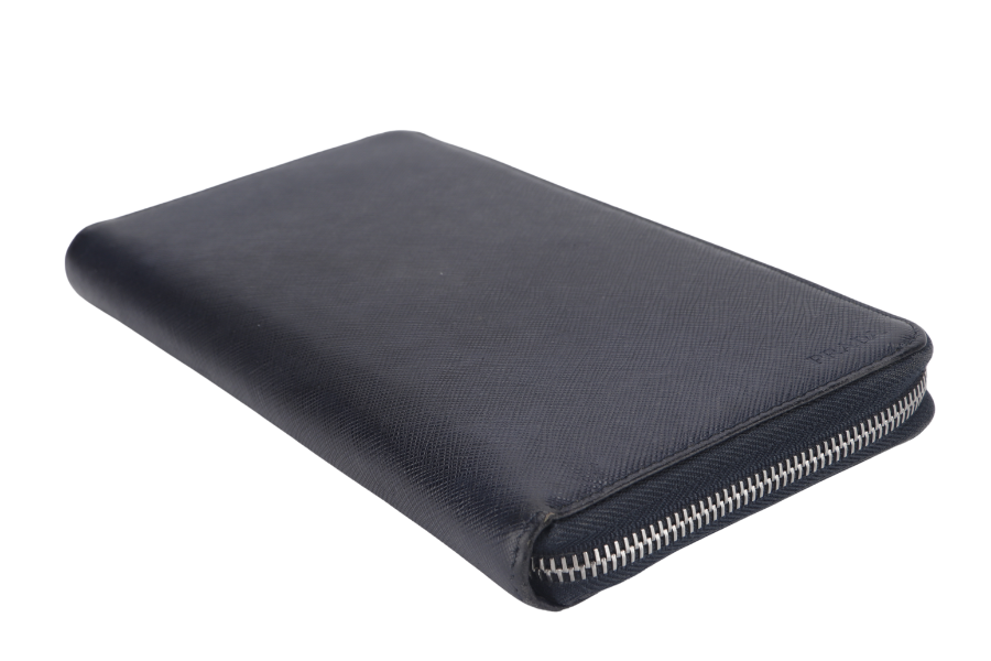 PRADA TAIGA SAFFIANO LEATHER ORGANIZER LONG WALLET (1M1188) SILVER HARDWARE NO DUST COVER