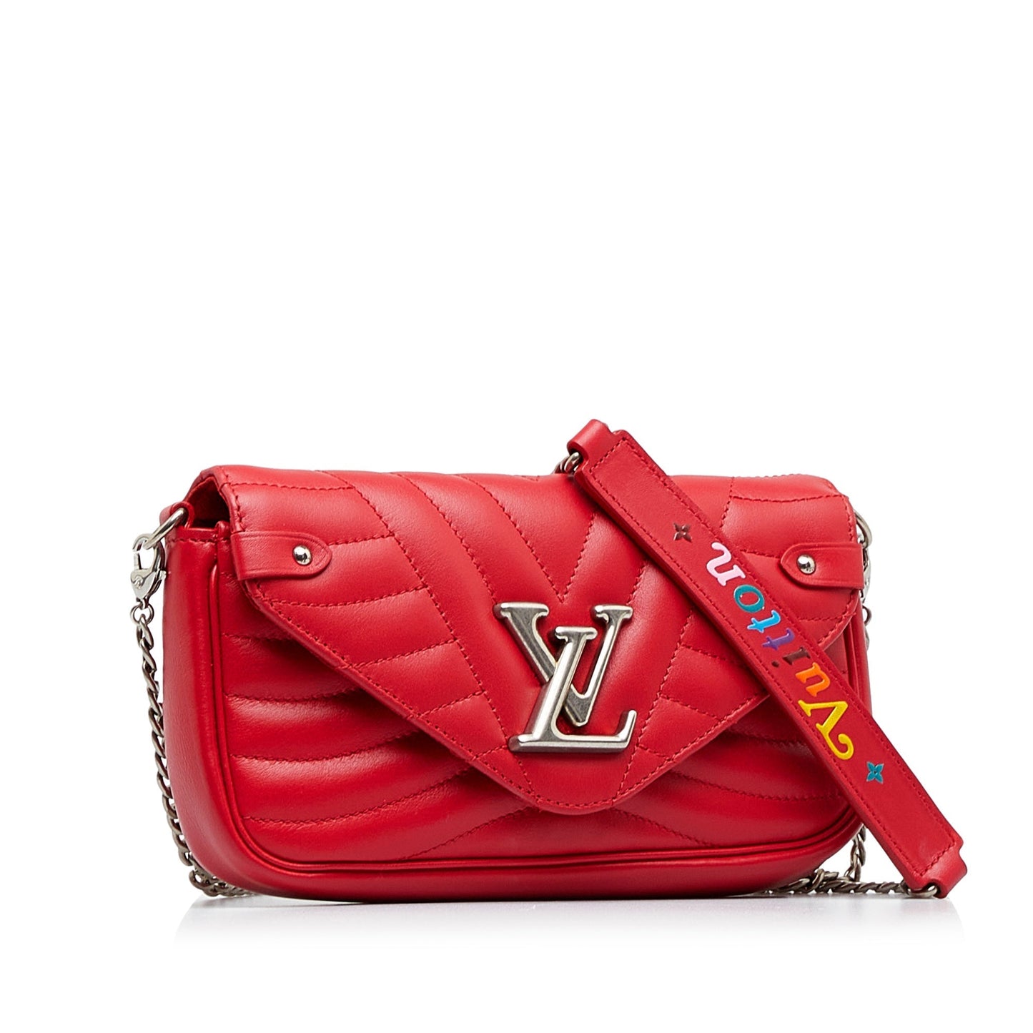 Red Louis Vuitton New Wave Chain Pochette Crossbody Bag