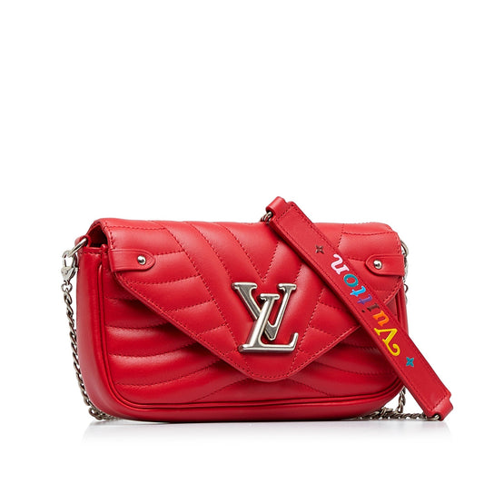 Red Louis Vuitton New Wave Chain Pochette Crossbody Bag