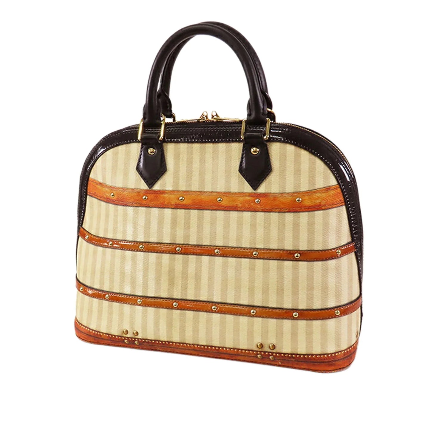 Tan Louis Vuitton Transformed Canvas Time Trunk Alma PM Satchel