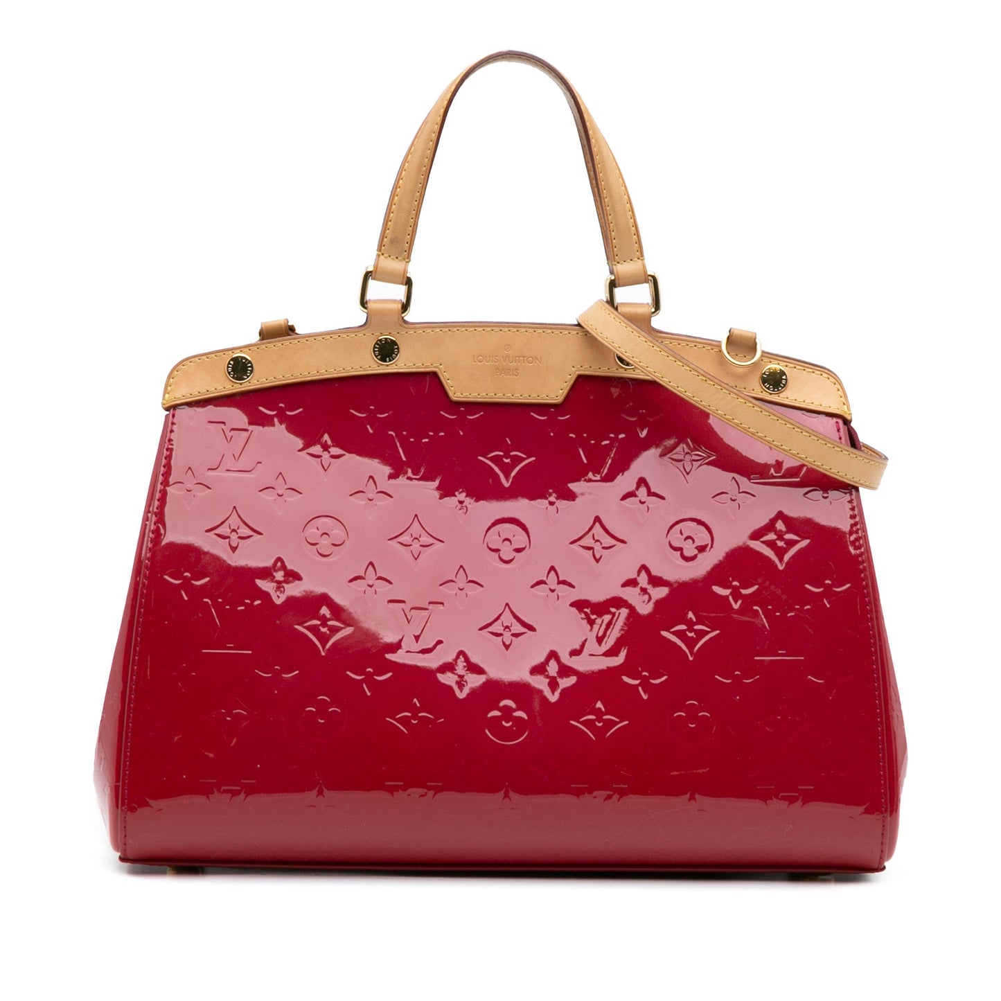 Red Louis Vuitton Monogram Vernis Brea MM Satchel