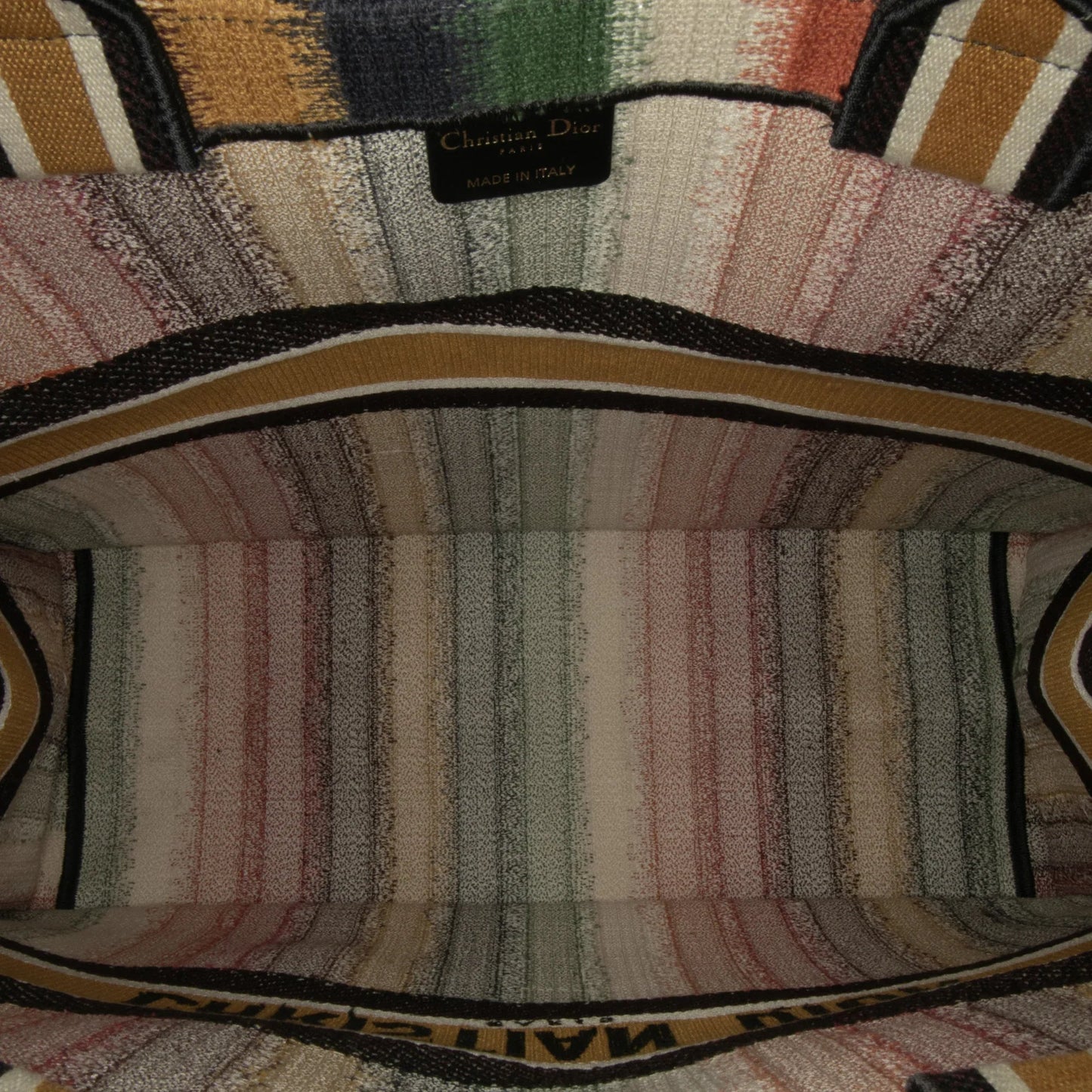 Yellow Dior Large Striped Book Tote