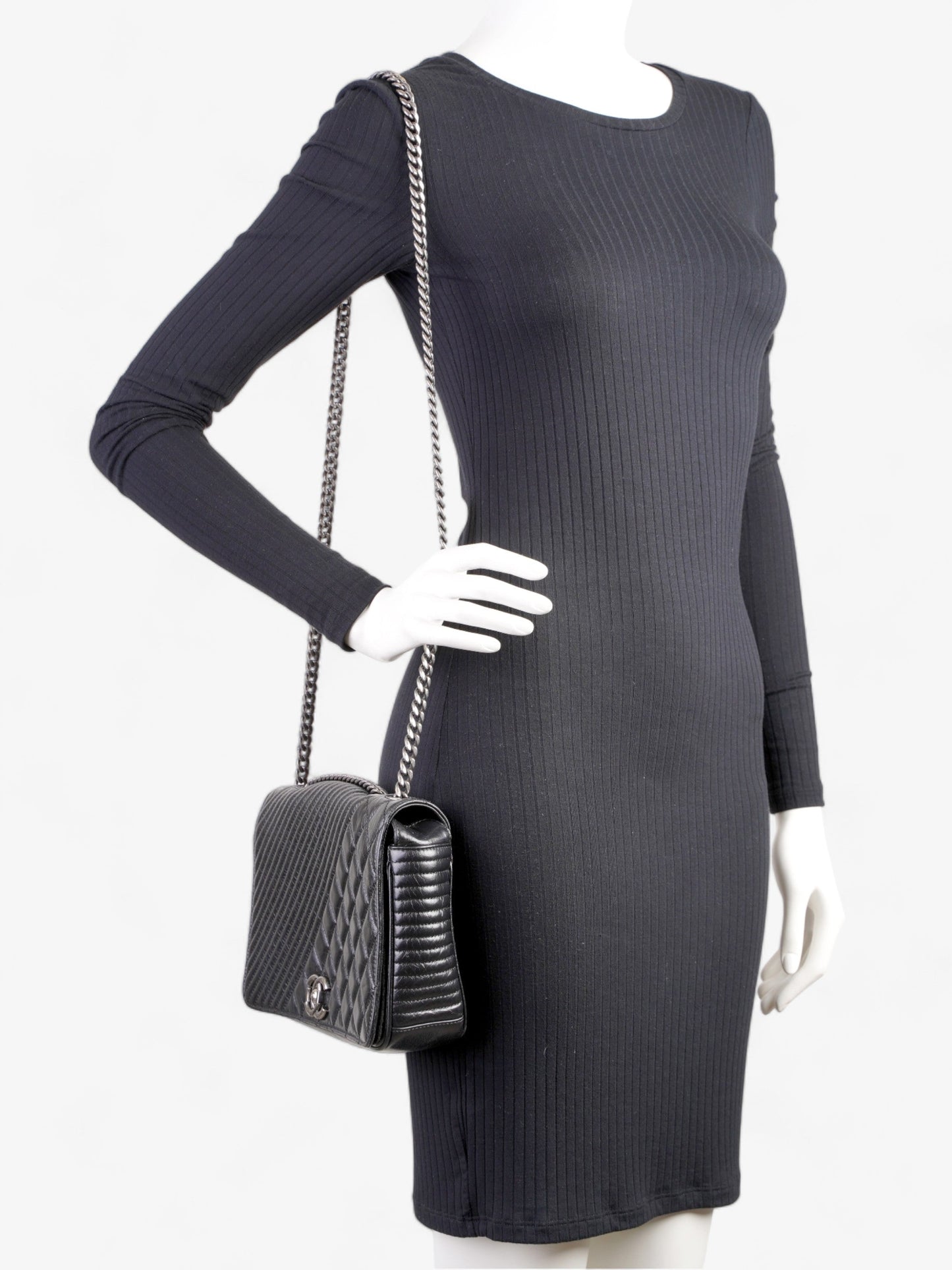 Chanel Coco Boy Flap  Black Lambskin Leather