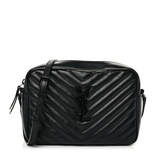 Saint Laurent Calfskin Matelasse Monogram Monochrome Lou Camera Bag Black