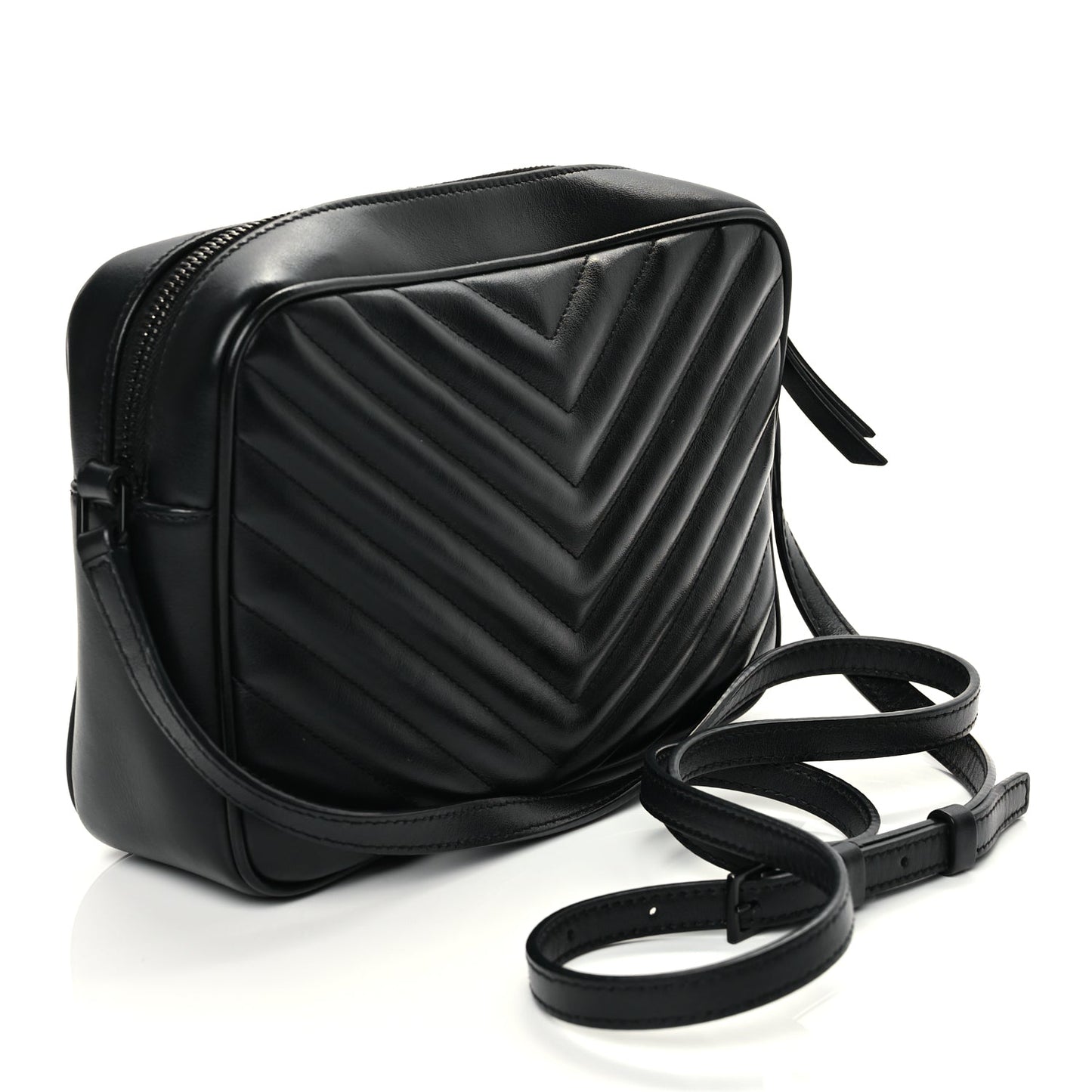 Saint Laurent Calfskin Matelasse Monogram Monochrome Lou Camera Bag Black