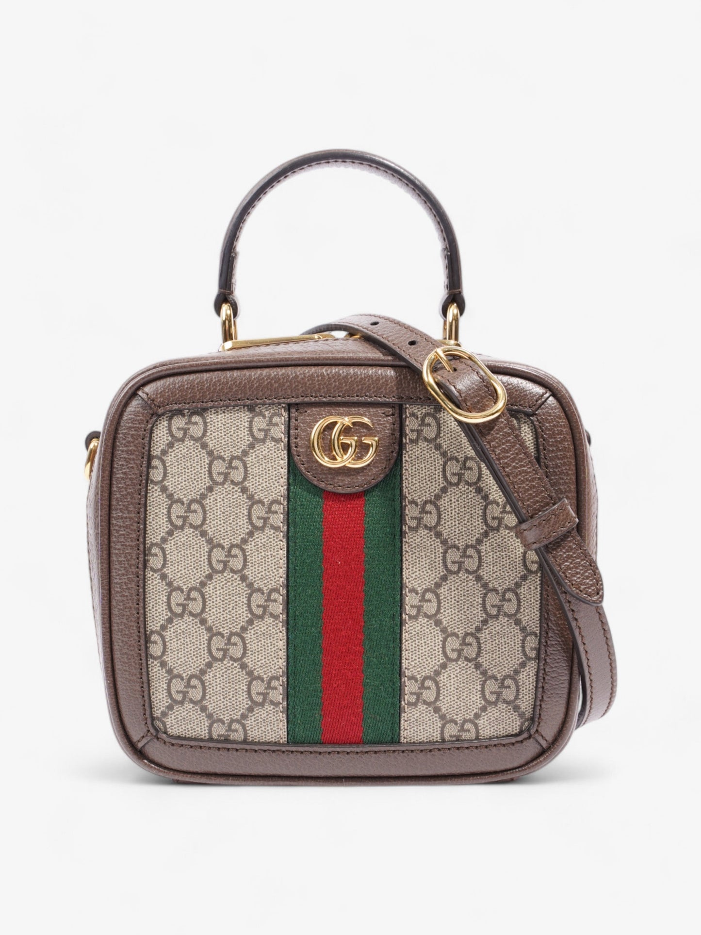 Gucci Ophidia Top Handle GG Supreme / Green / Red Canvas Mini