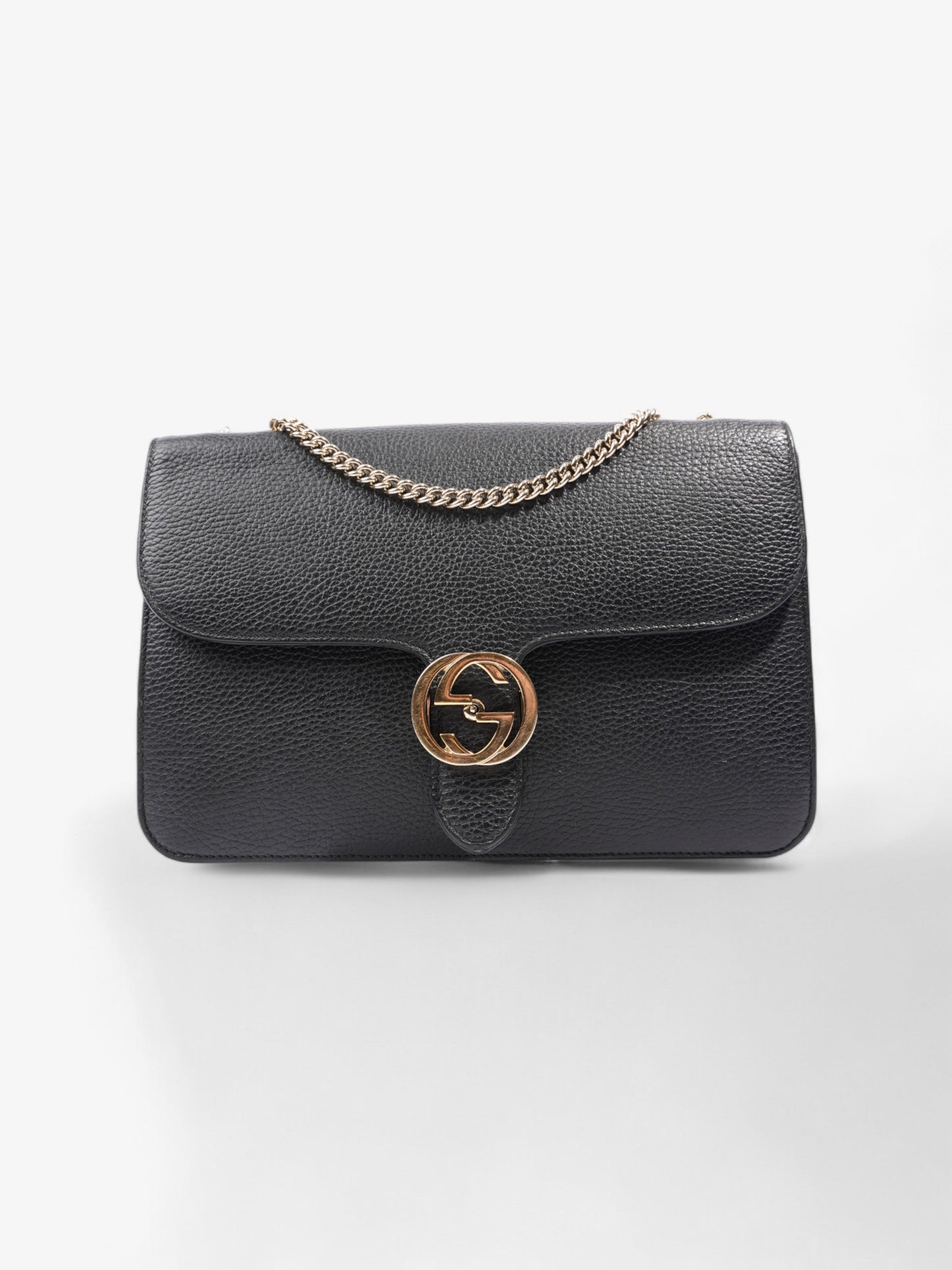 Gucci Interlocking GG Crossbody Bag Black Leather