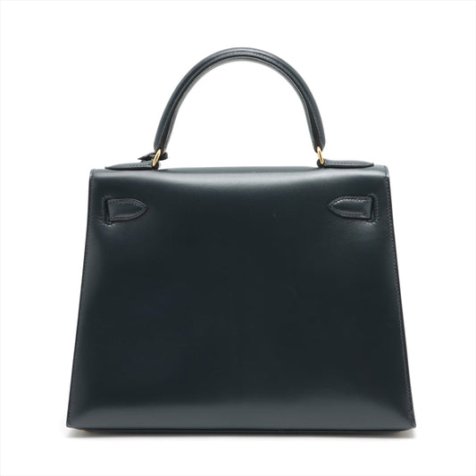 Hermes Kelly 28 Vintage Box Calf Blue Indigo - Stamp Square A 1997