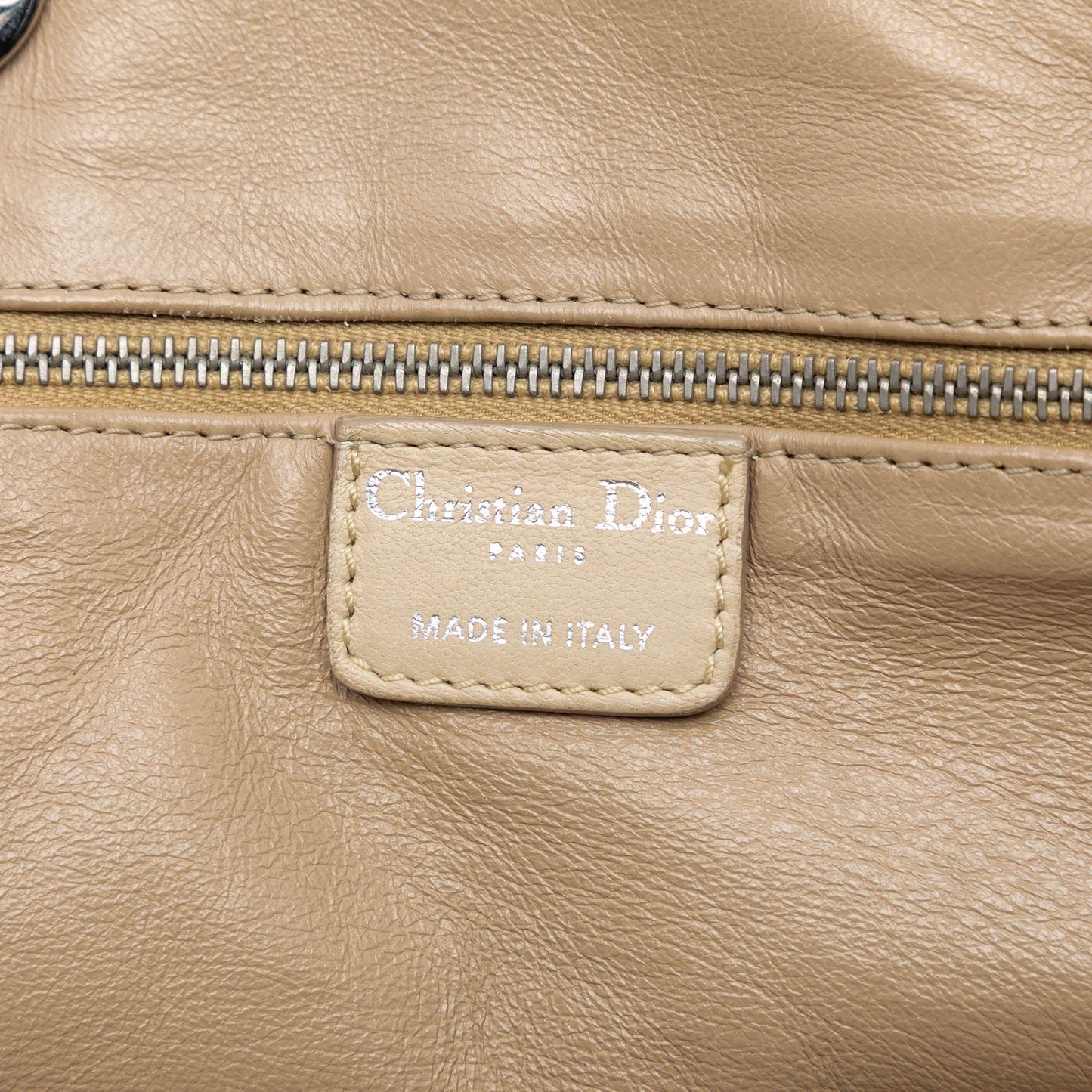 Beige Dior Woven Lambskin Lady Dior Avenue Tote Satchel
