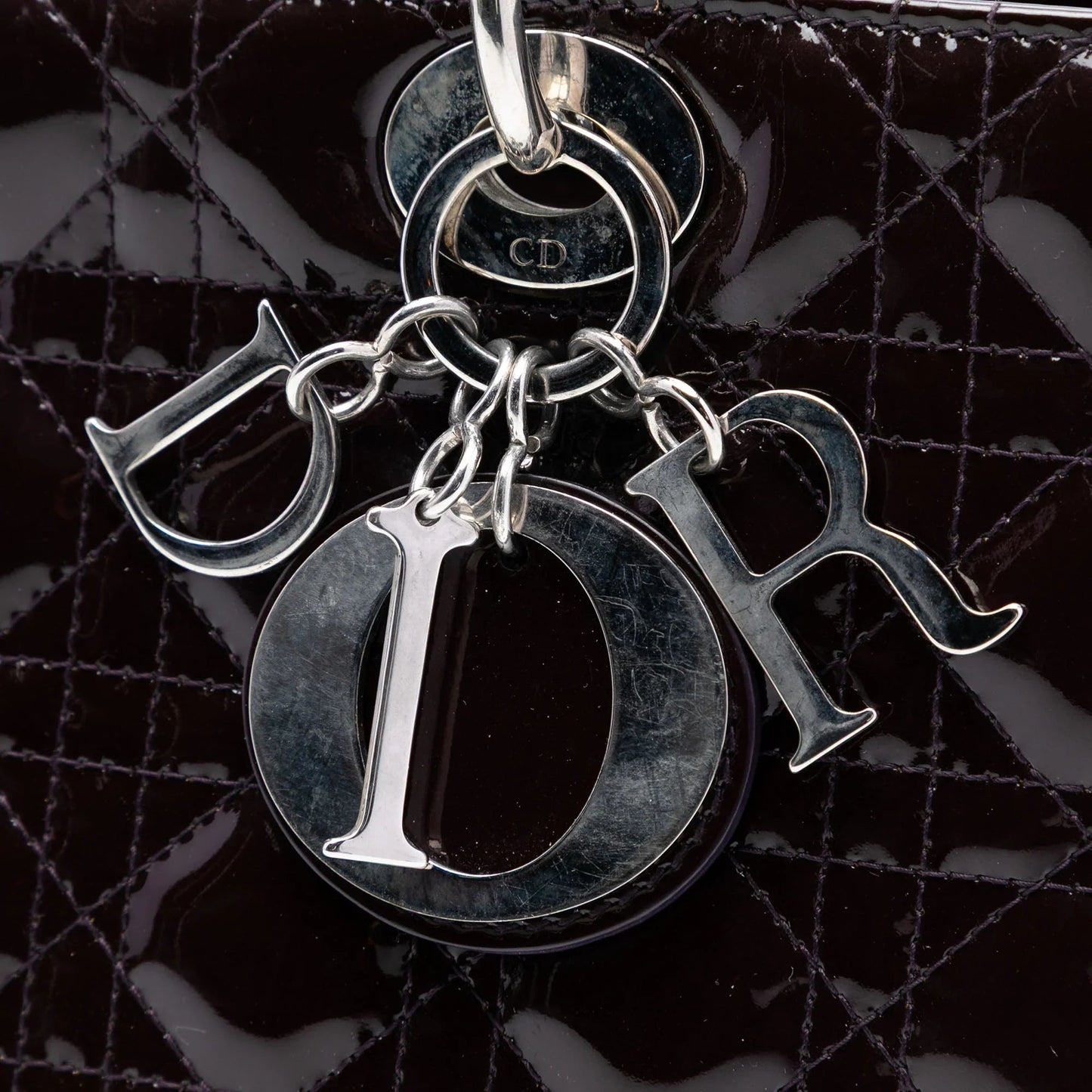 Purple Dior Large Patent Cannage Lady Dior Satchel