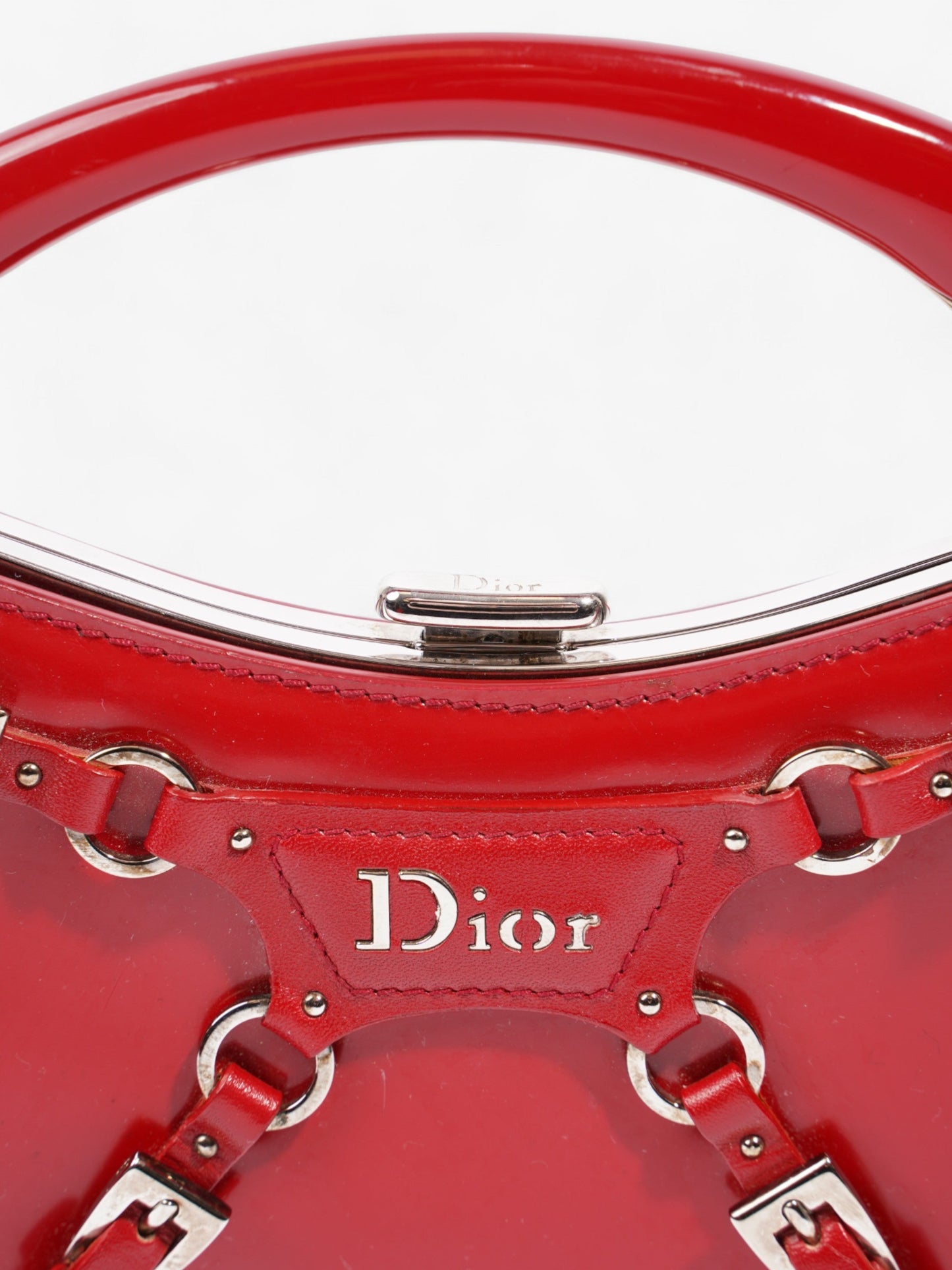 Christian Dior Bondage Clutch Red Calfskin Leather