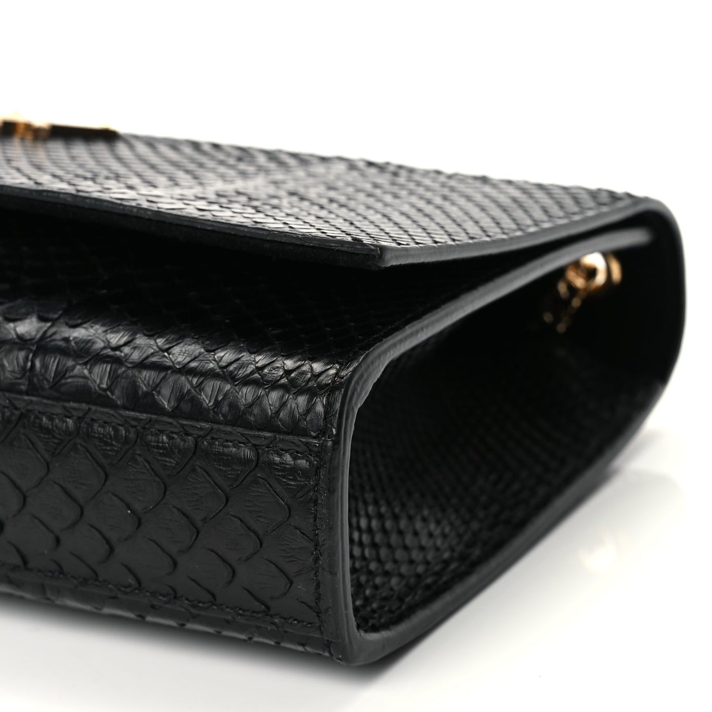 Saint Laurent Snakeskin Medium Classic Monogram Kate Tassel Satchel Black