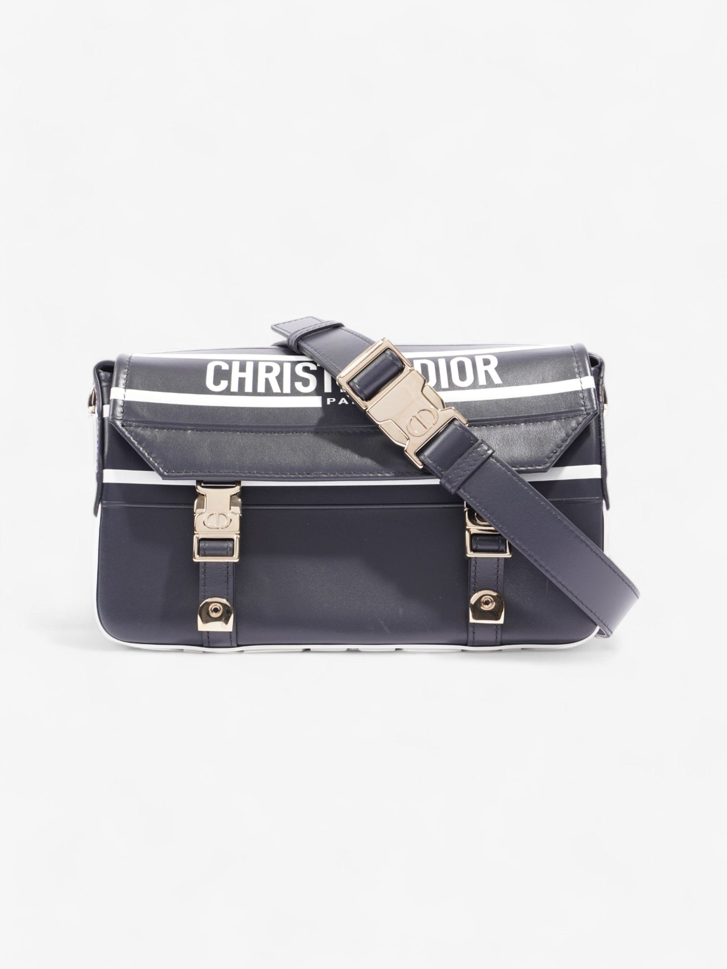Christian Dior Diorcamp Bag Navy / White Leather Small