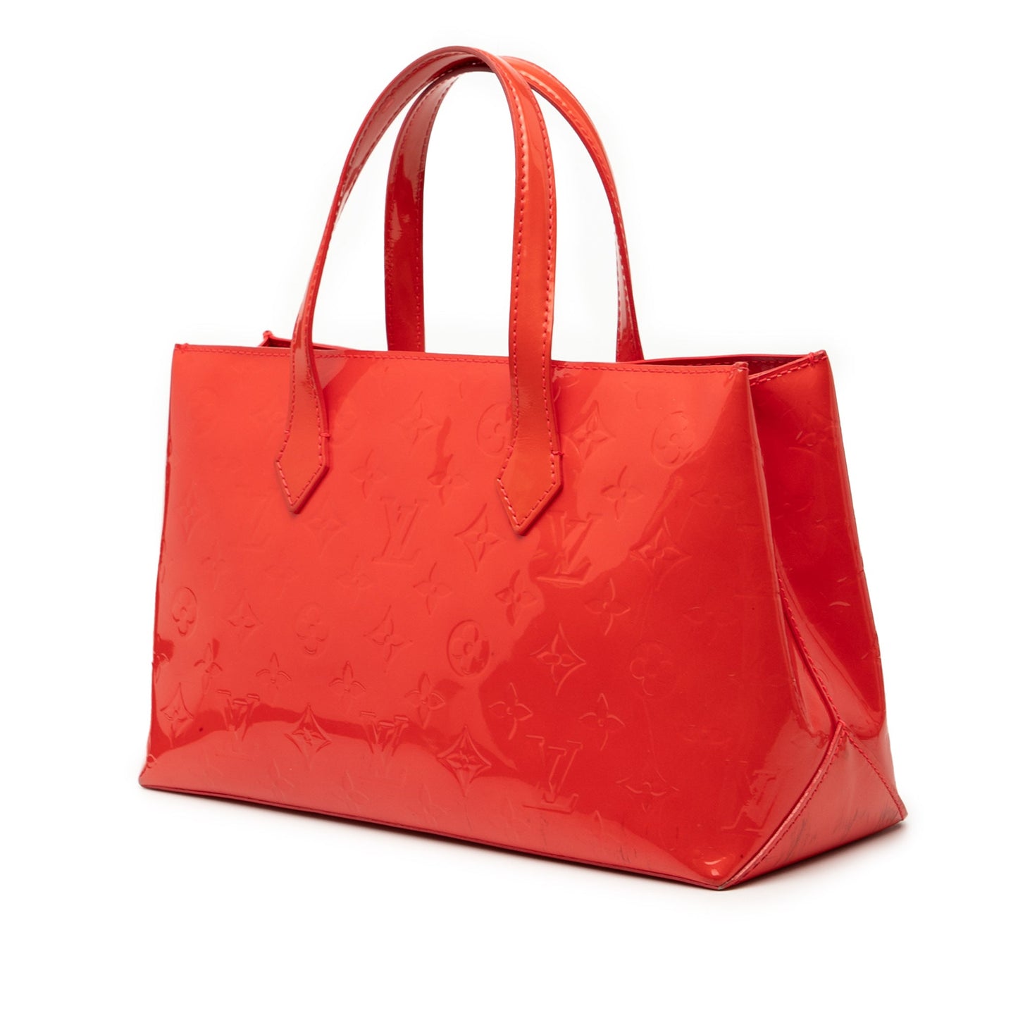 Red Louis Vuitton Monogram Vernis Wilshire PM Handbag