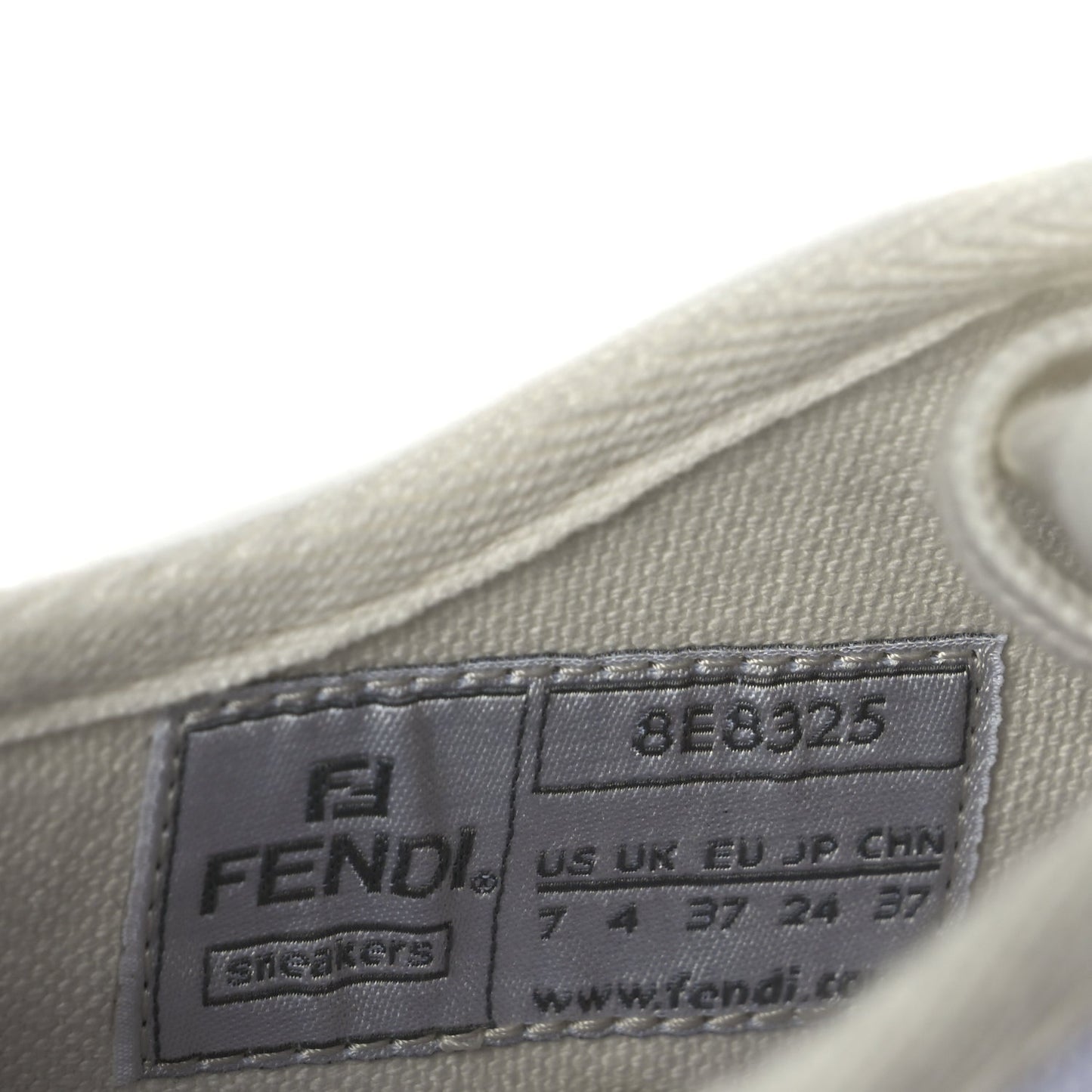 Fendi Canvas Lurex FF Womens Domino Low Top Sneakers 37 White