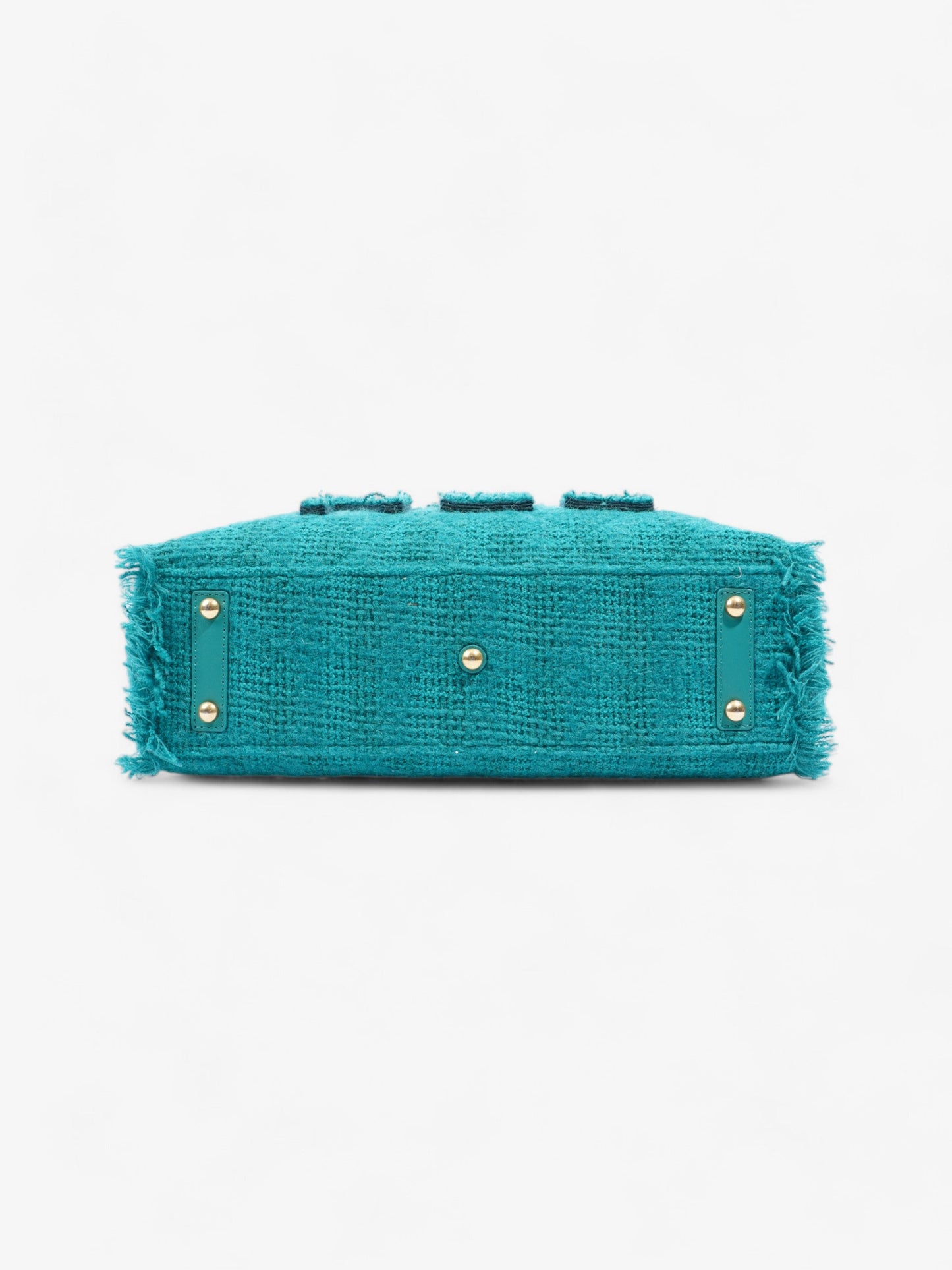 Chanel Shopper Tote Teal Green Tweed Medium