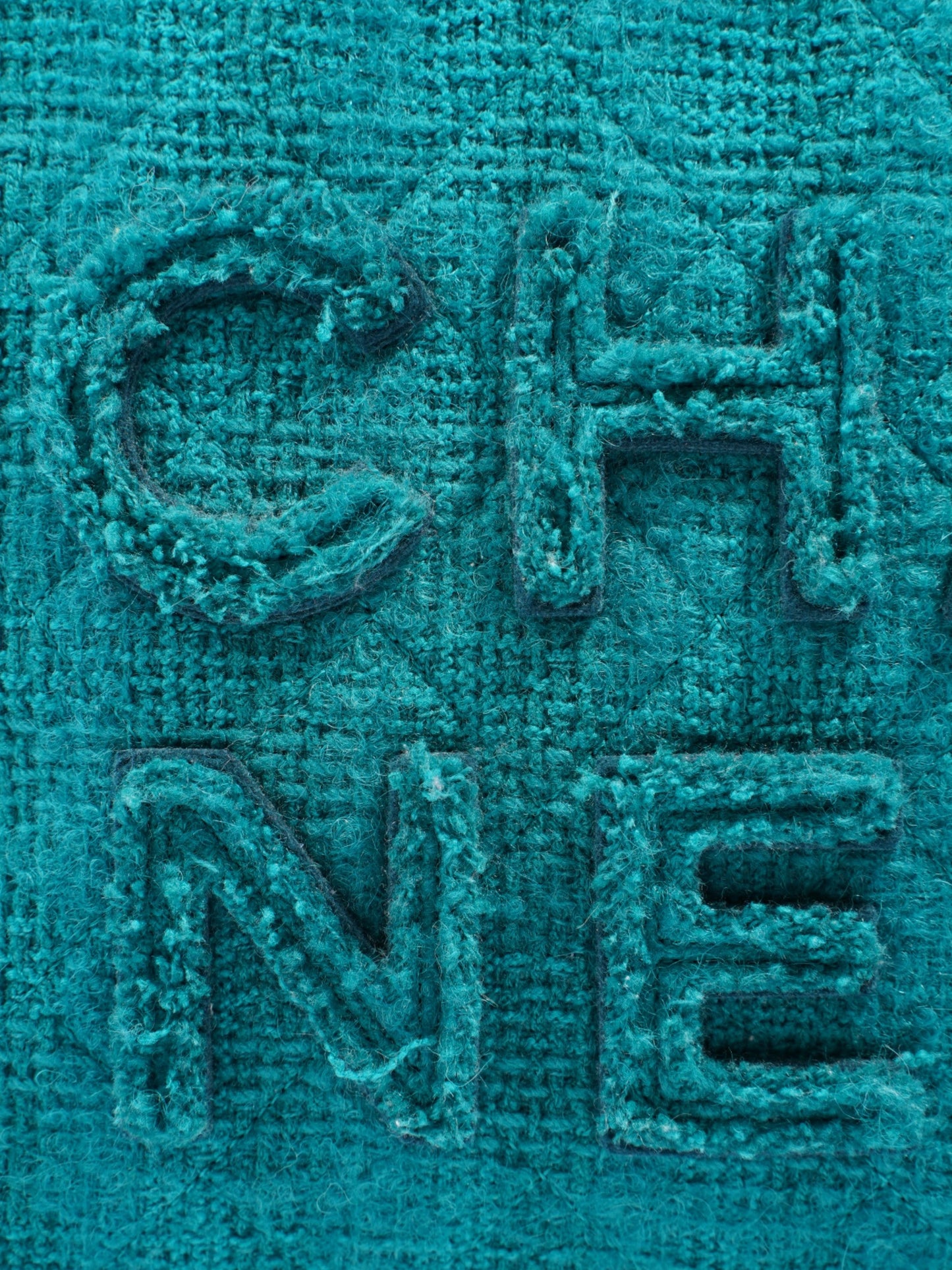 Chanel Shopper Tote Teal Green Tweed Medium