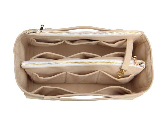 [Prada Double Bag Large] Velvet Bag Organizer - Customized Purse Insert, Tote Liner Protector, Handbag Organizer (Type Q)