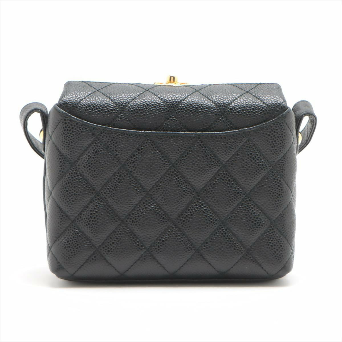 Chanel  Black Gold Carved Buckle Box Bag