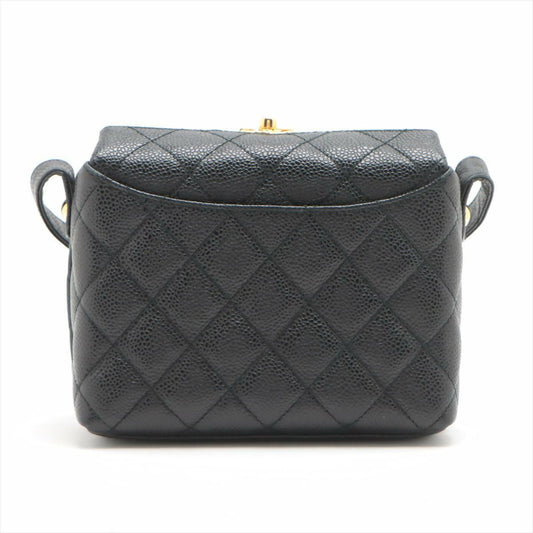 Chanel  Black Gold Carved Buckle Box Bag